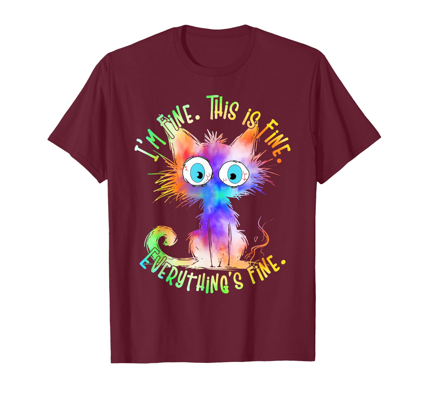 Tie Dye Black Cat Its Fine Im Fine Everything Is Fine Women T-Shirt
