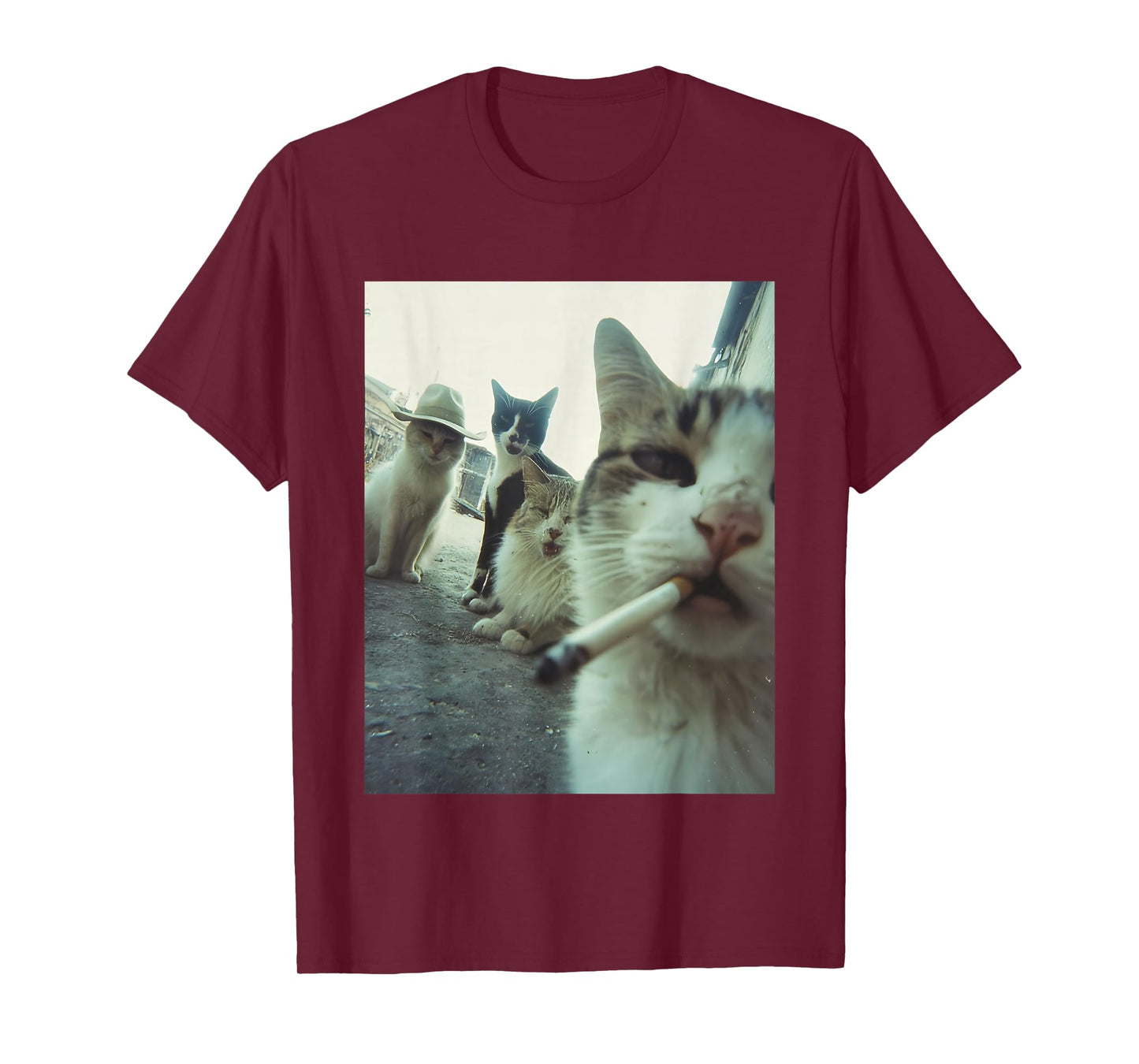 Smoking Cat Meme Funny Gifts for Men Women T-Shirt