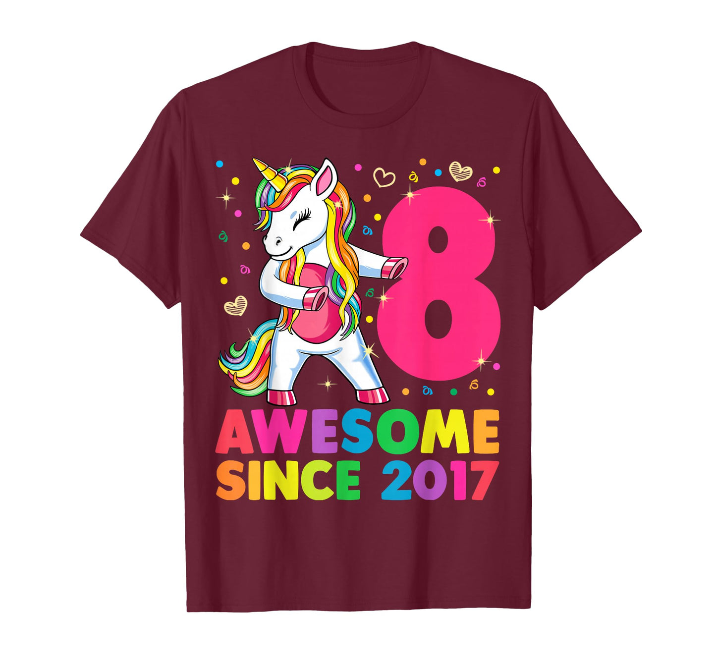 8 Years Old Unicorn Flossing 8th Birthday Girl Unicorn Party T-Shirt