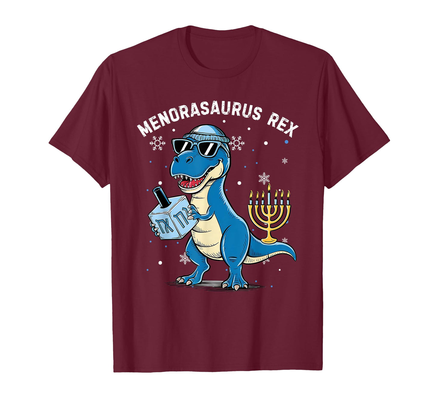 Menorasaurus Rex Hanukkah Funny Dinosaur Menorah Boys Kids T-Shirt