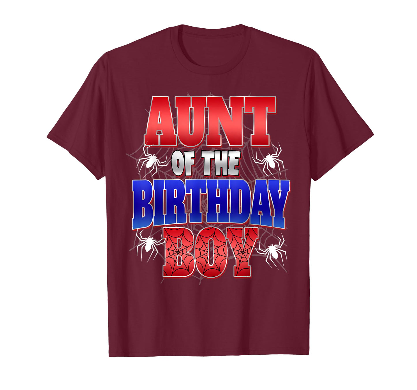 Aunt Of The Birthday Boy Costume Spider Web Birthday Party T-Shirt