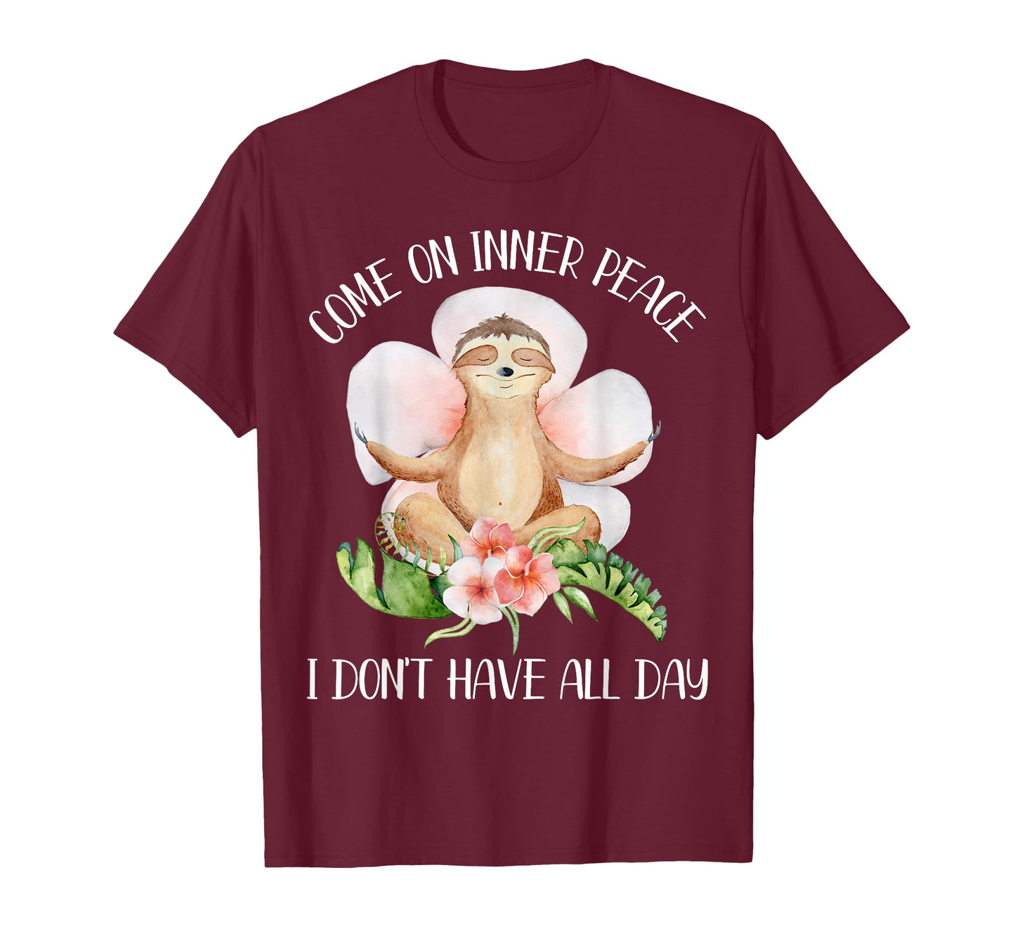 Funny Sloth Yoga Saying Come On Inner Peace Gift T-Shirt