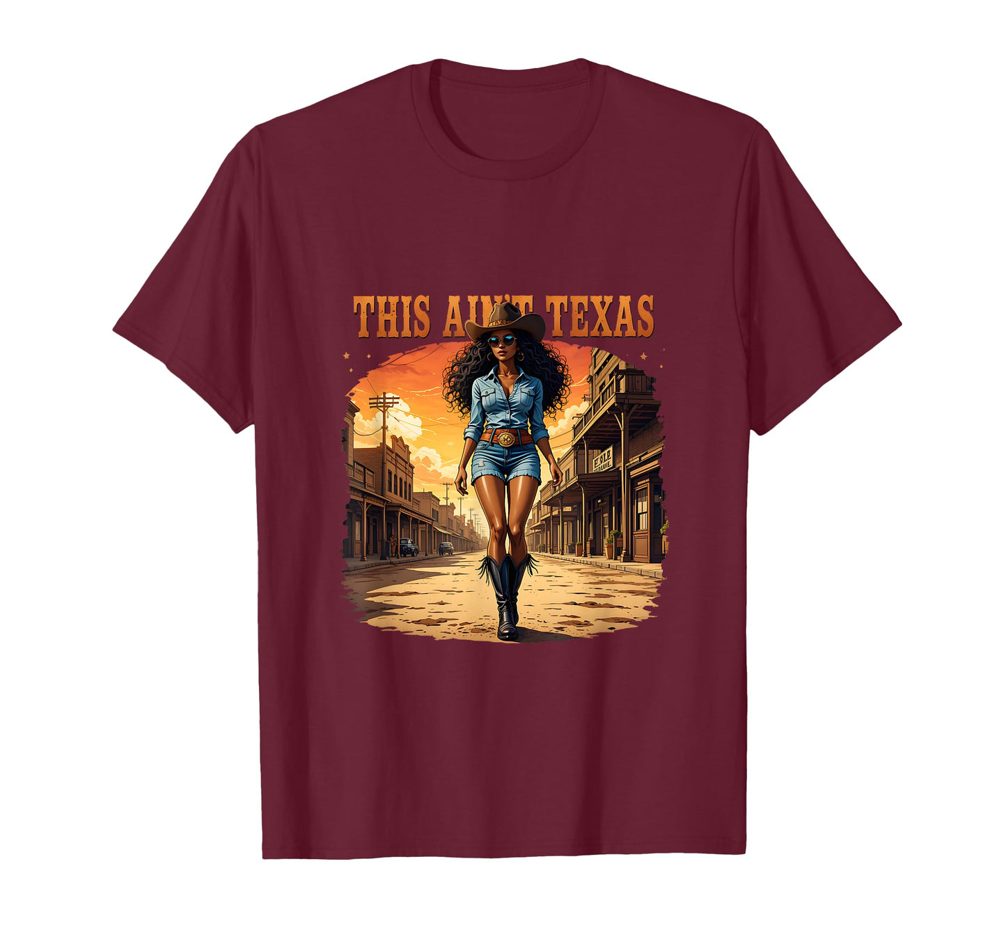 Melanin This Ain’t Texas African American Cowgirl Western T-Shirt