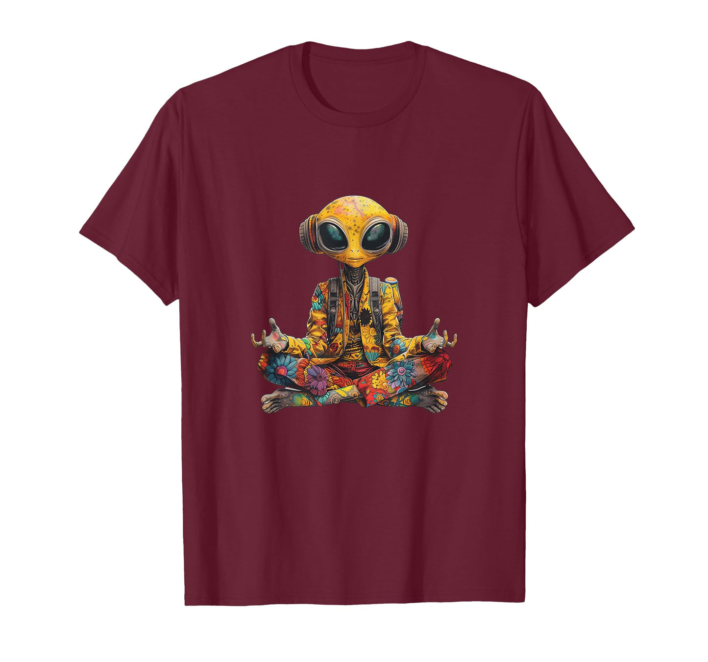 Funny Yoga Meditation Hippie Alien Tie-Dye Peace 70s Groovy T-Shirt