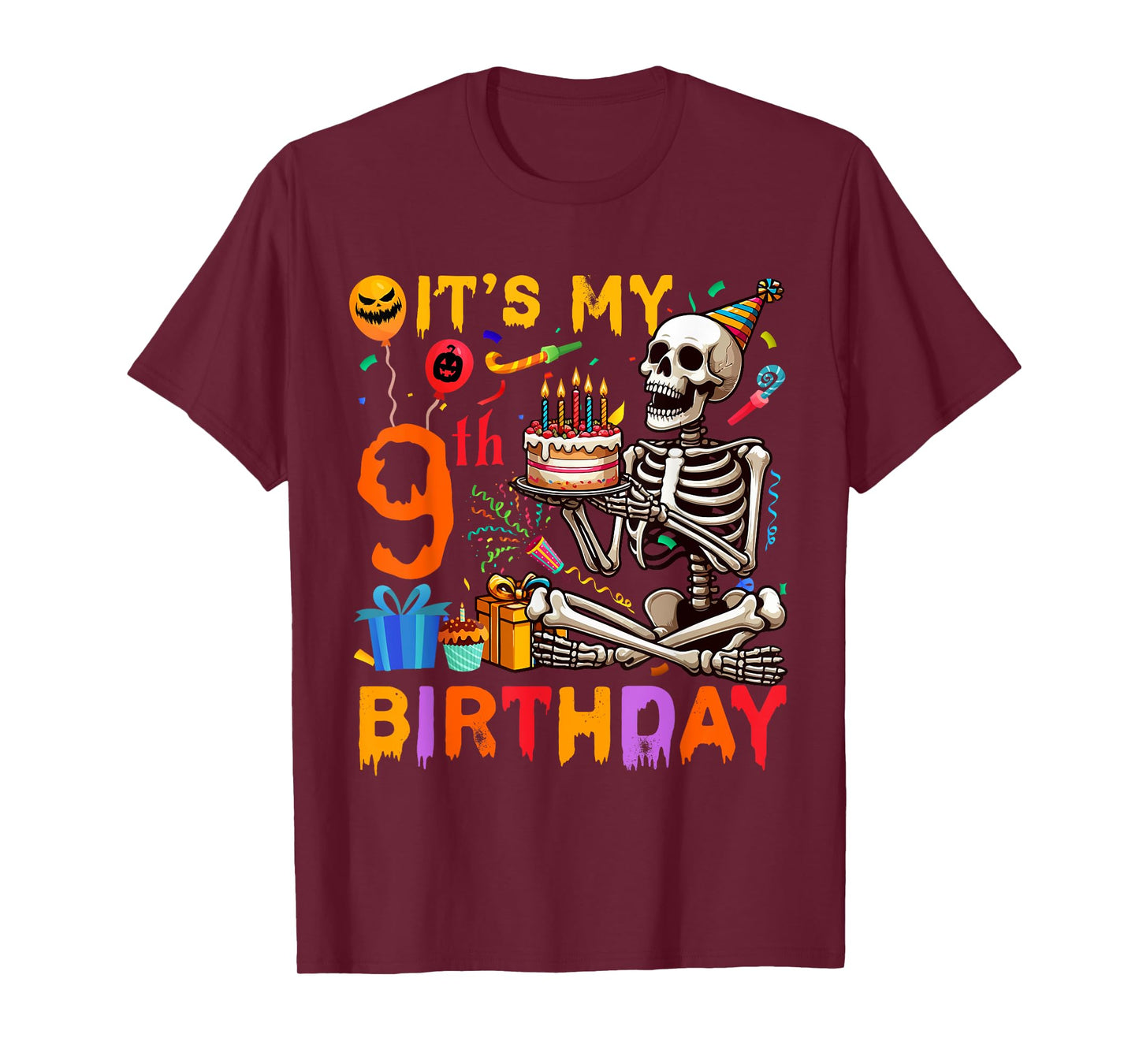 It's My 9th Birthday Halloween Skeleton Matching Party T-Shirt