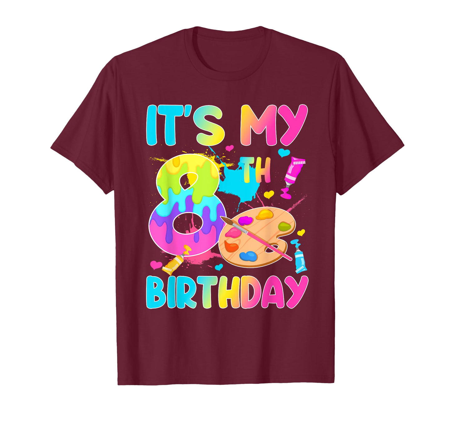 It's My 8th Birthday Painting Art Theme 8 Year Old Artist T-Shirt
