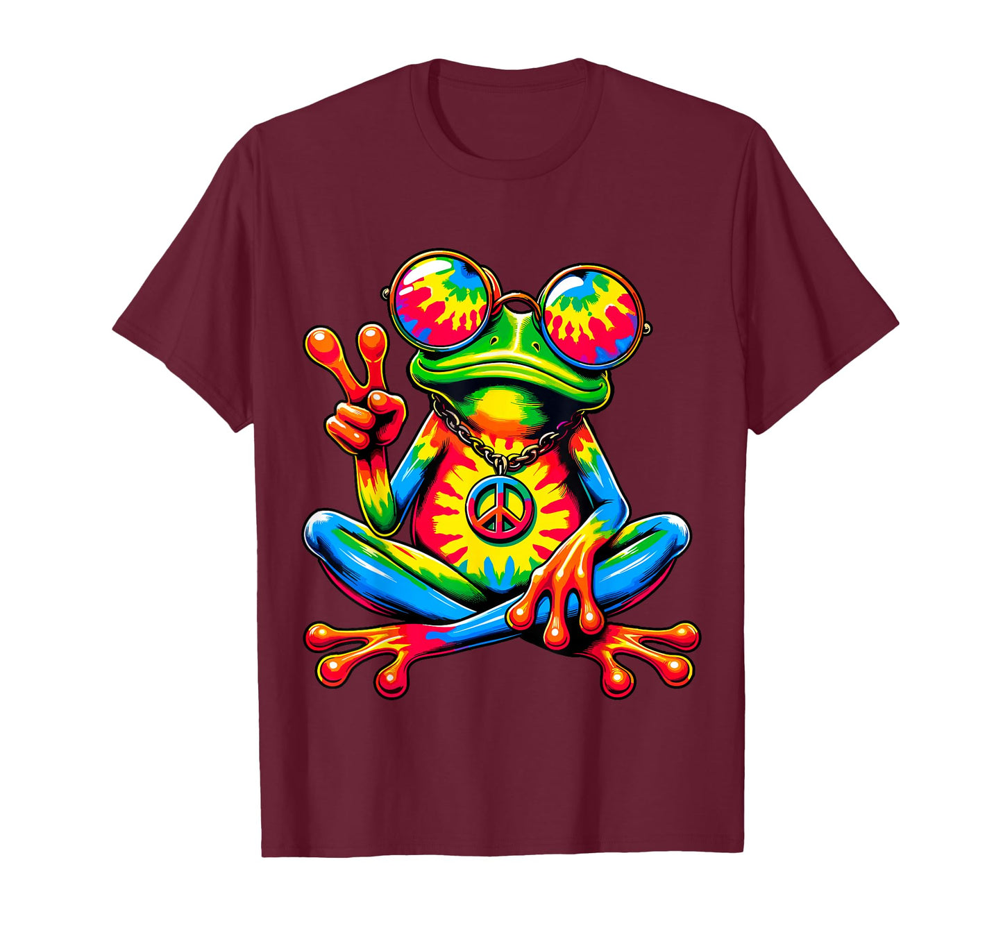 Tie-Dye Peace Frog Peace Sign Hippie T-Shirt