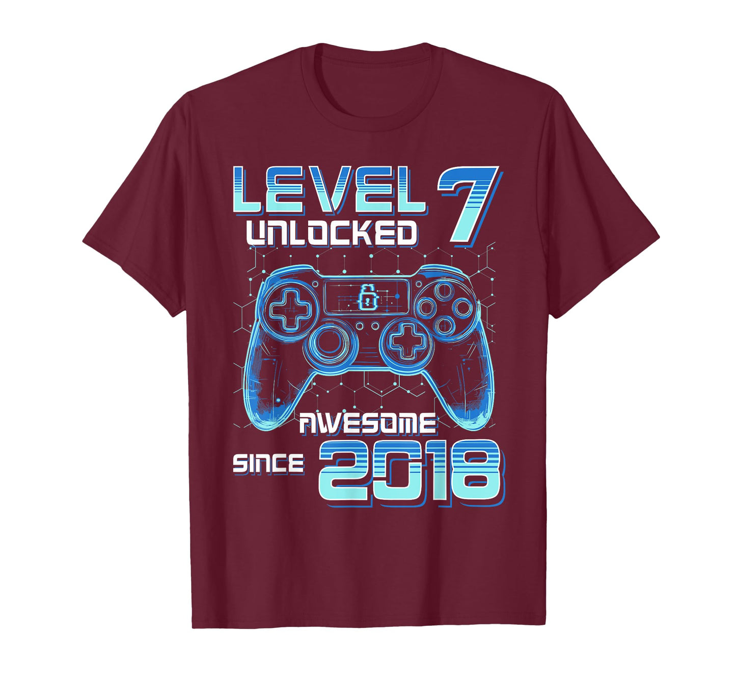 Level 7 Unlocked Video Game Party 7th Birthday Gamer Boys T-Shirt