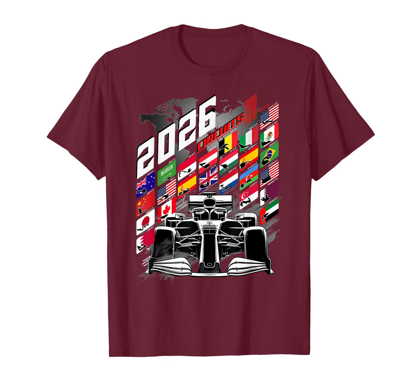2026 Calendar Racing Circuit Schedule Gear Places T-Shirt
