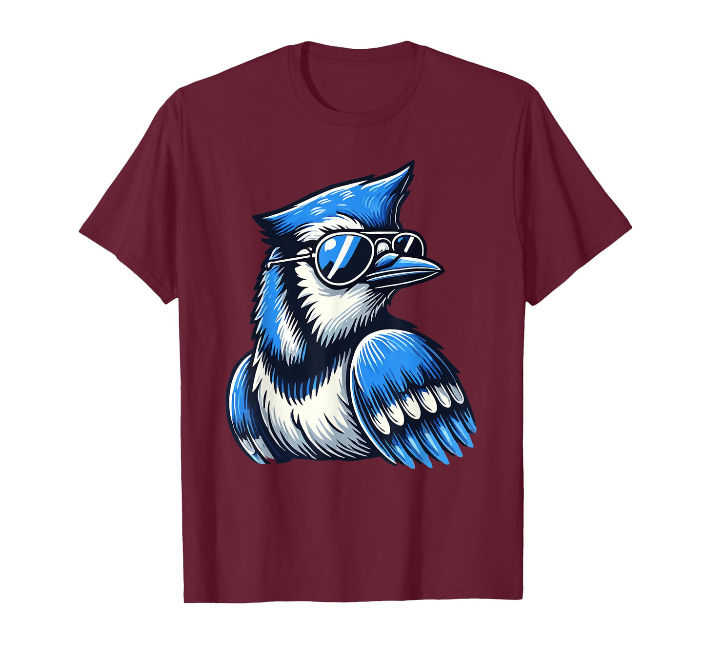 Cool Blue Jay Bird Wearing Sunglasses Funny Animal Lover T-Shirt