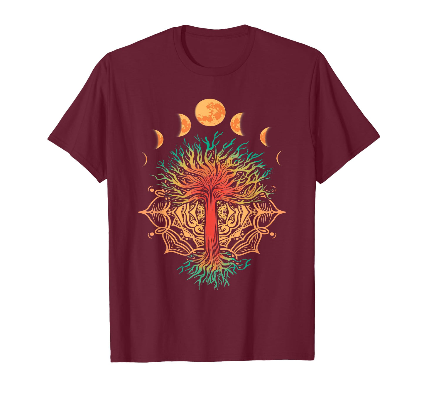 Moon Phases Tree of Life Retro Yoga Meditation Men women T-Shirt