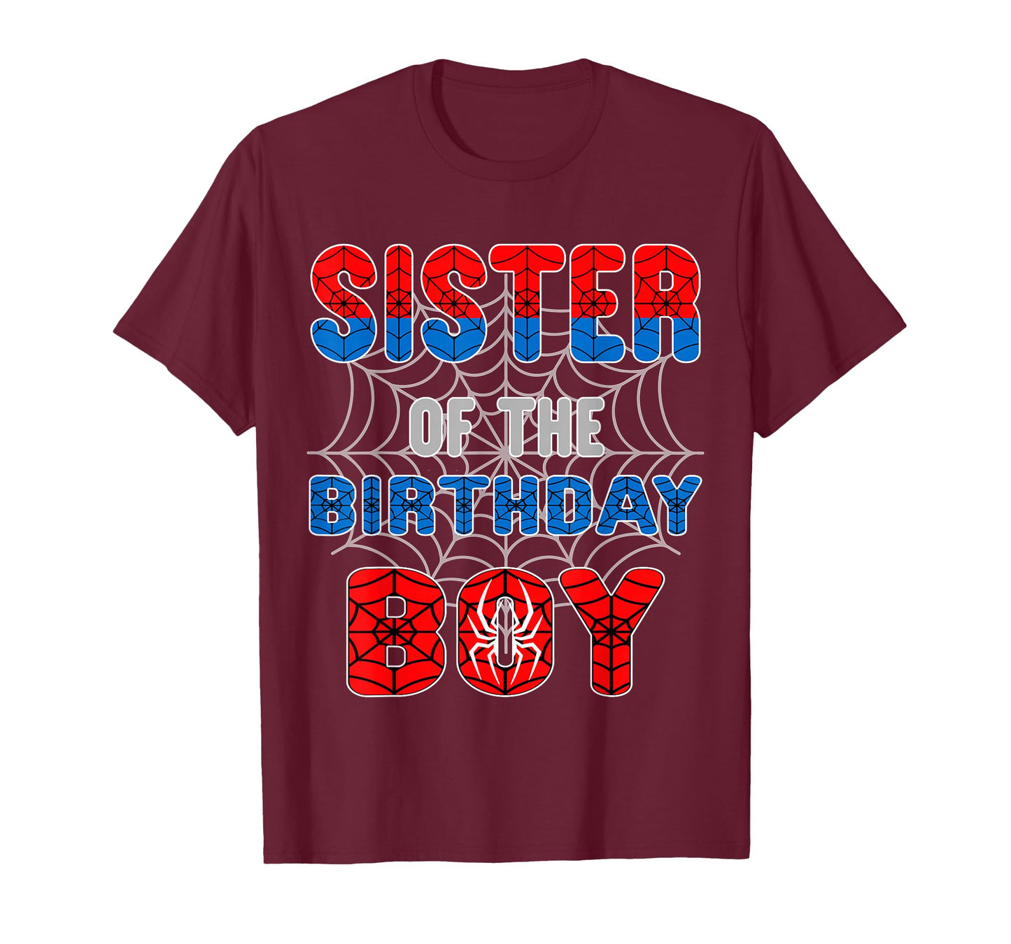 Spider Web Birthday Party Sister of The Birthday Boy T-Shirt