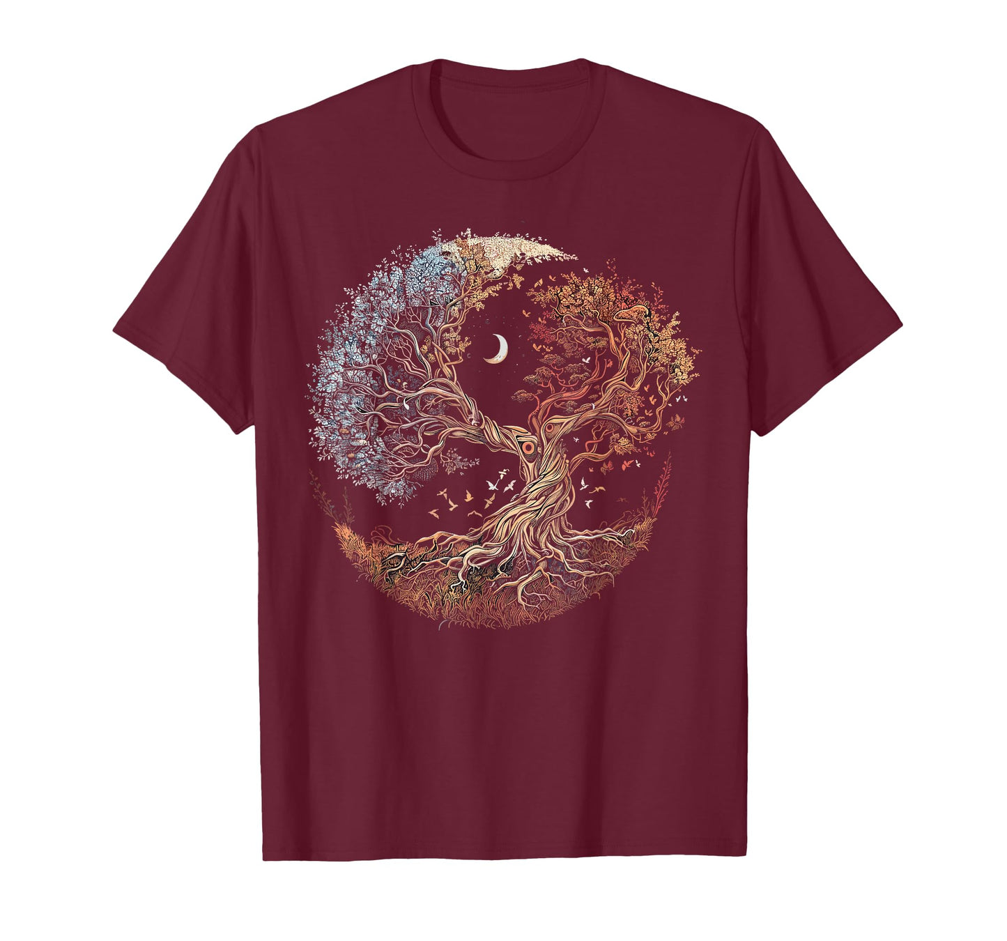 Tree Of Life Roots Nature Lover Crescent Moon Stars Graphic T-Shirt