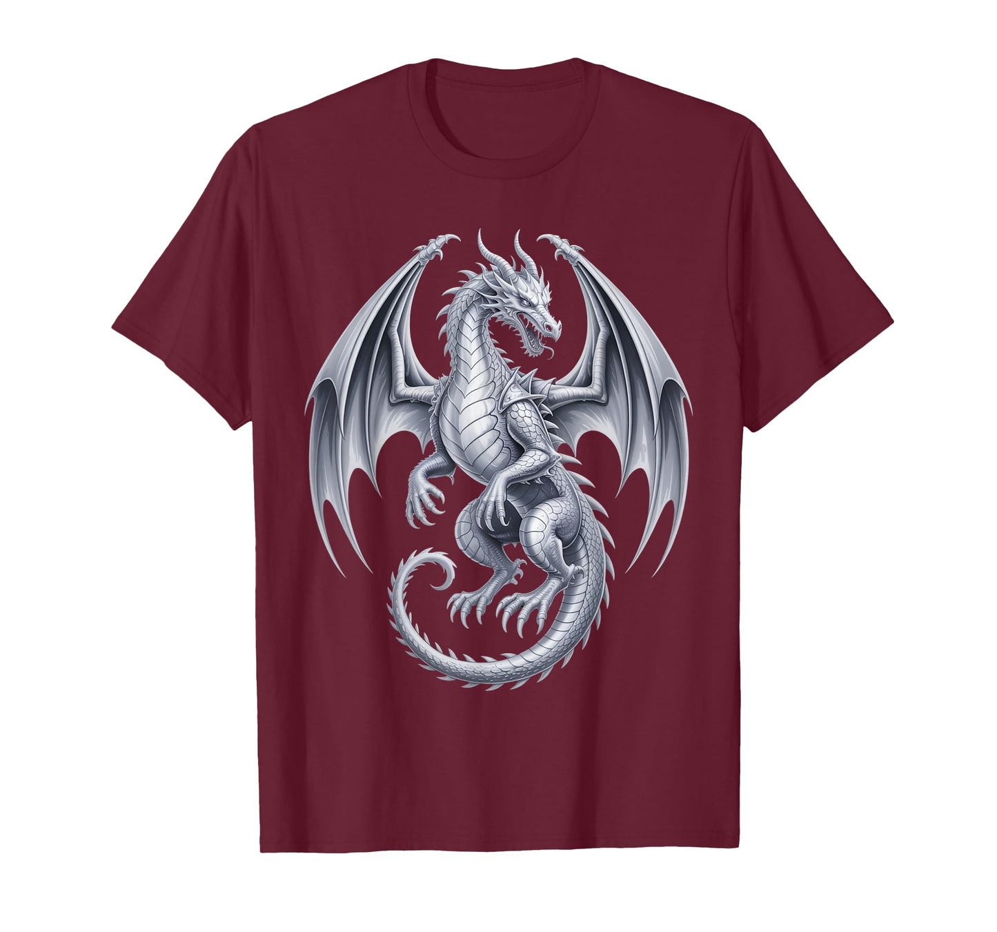 Vintage Mythical Fantasy Creature Dragon Art Silver Dragon T-Shirt