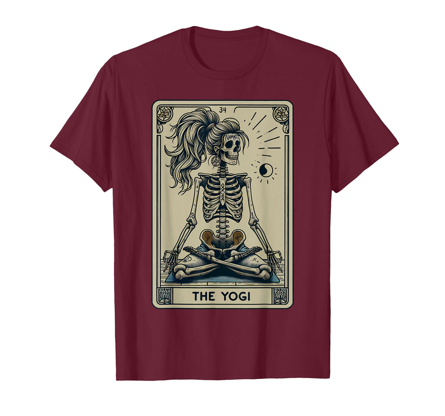 Funny Skeleton Yogi Tarot Card Yoga Instructor Witch Vibes T-Shirt