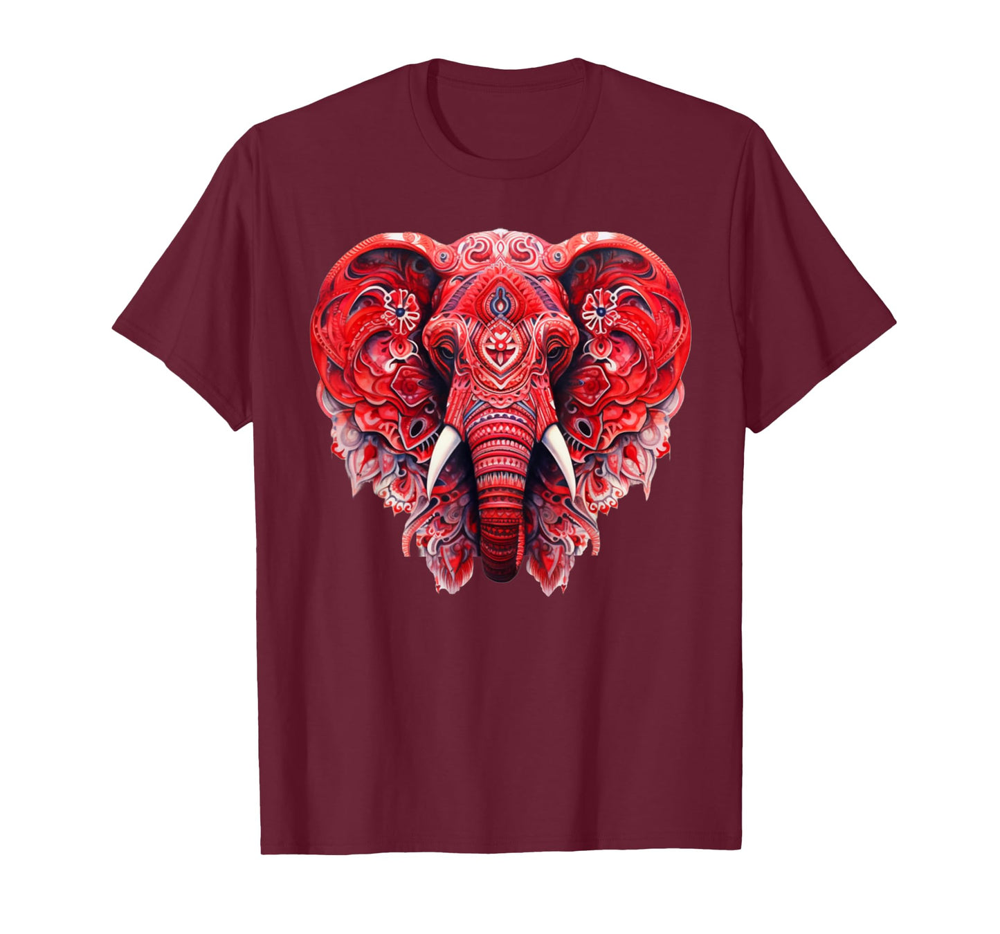 Red Mandala Aart Elephant Tribal Yoga Graphic T-Shirt