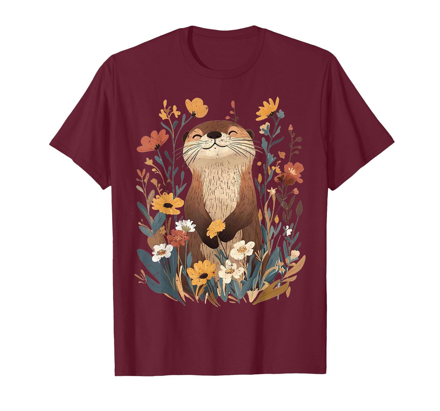 Aesthetic Goblincore Wildflower Art Floral Sea Otters Lover T-Shirt