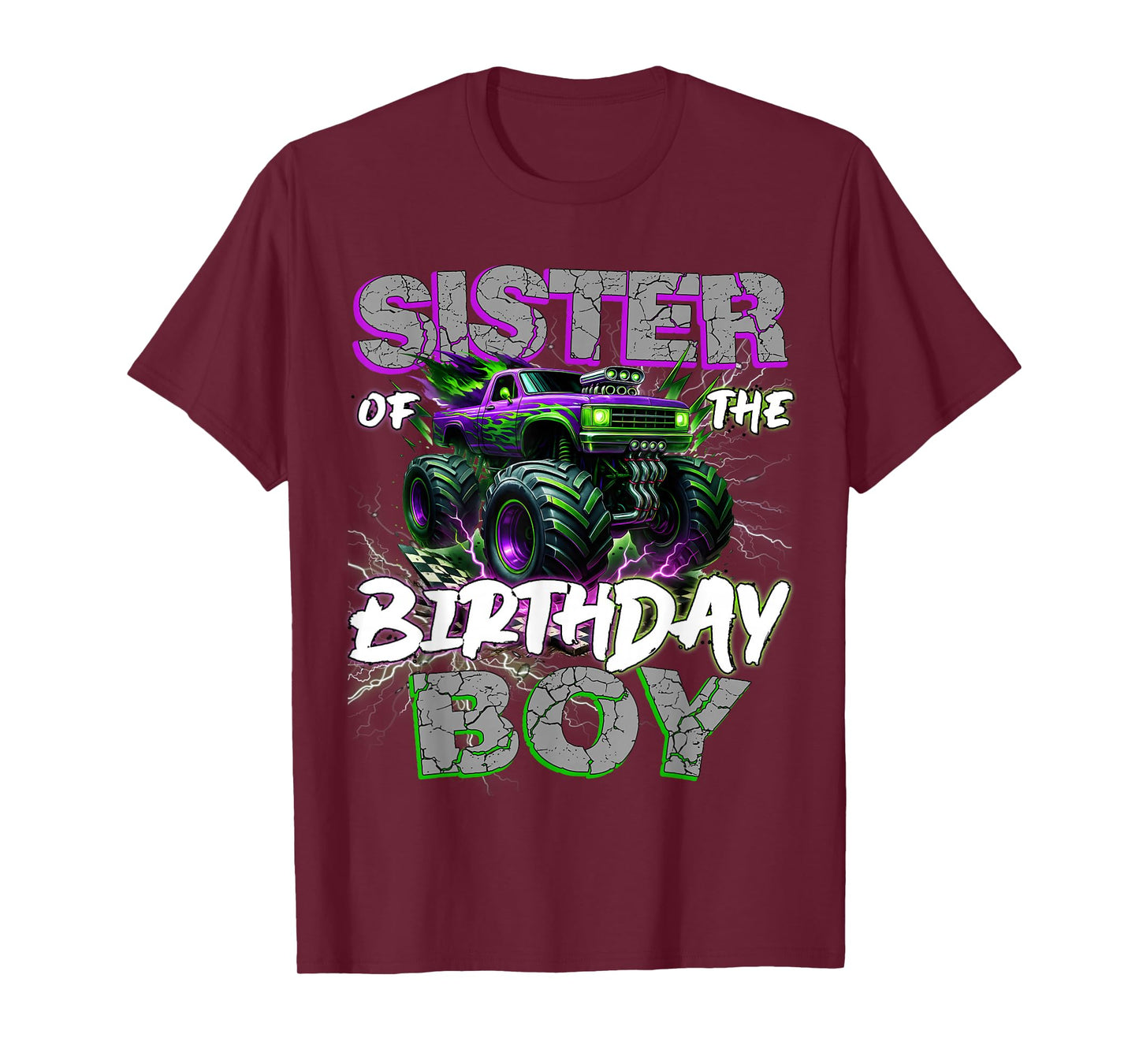 Sister Of The Birthday Monster Truck Family Matching Party T-Shirt