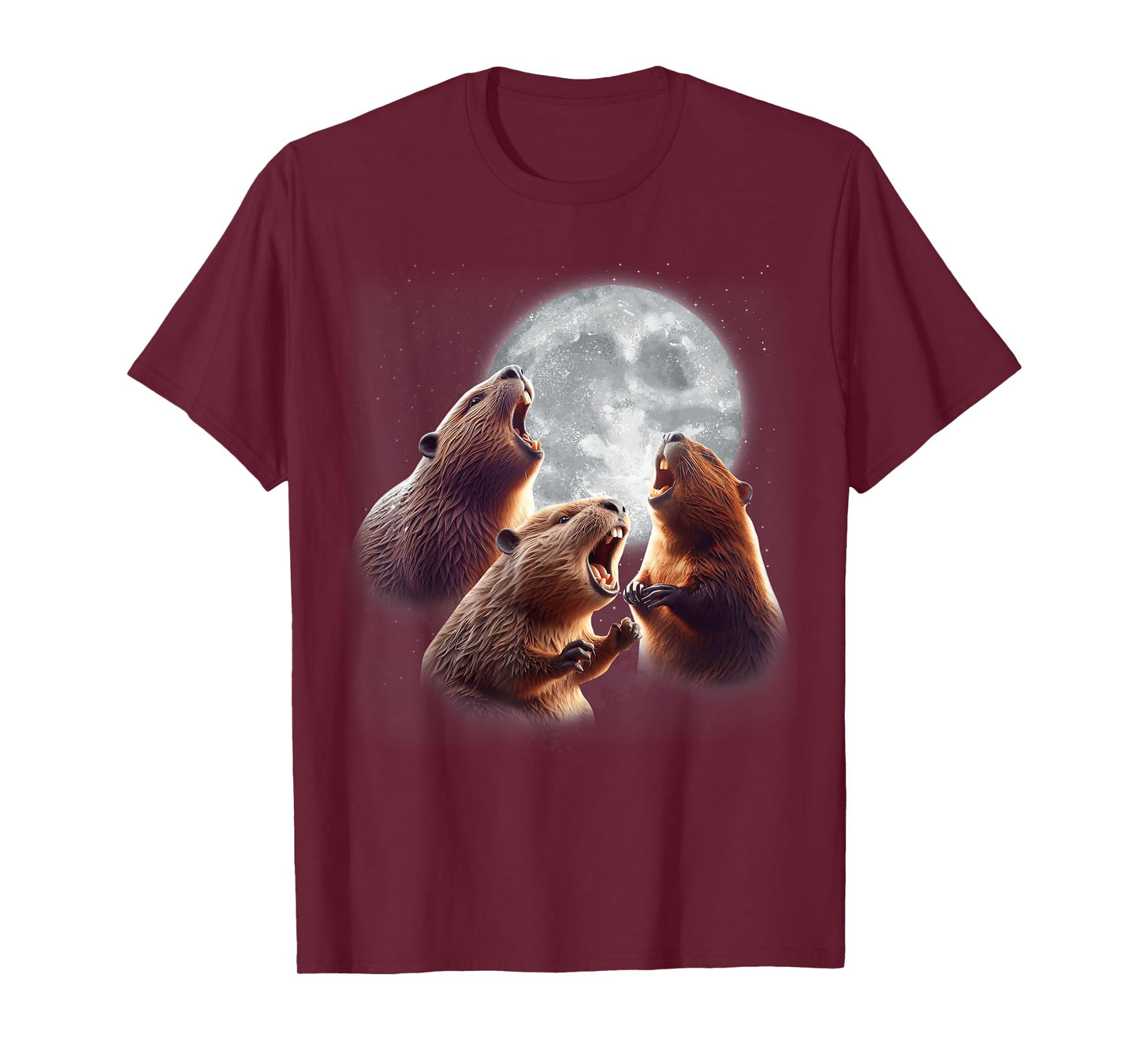3 Beaver Howling At The Moon Funny Beaver Lover Rodent Kids T-Shirt