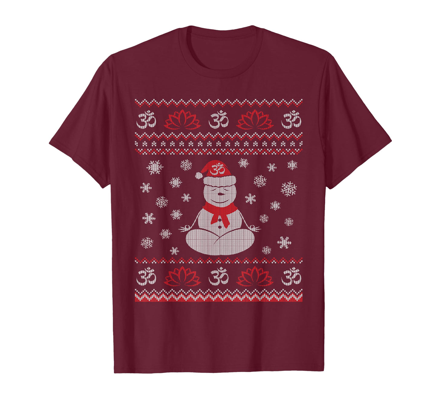 Yoga Snowman Meditating Lotus Pose Ugly Christmas T-Shirt