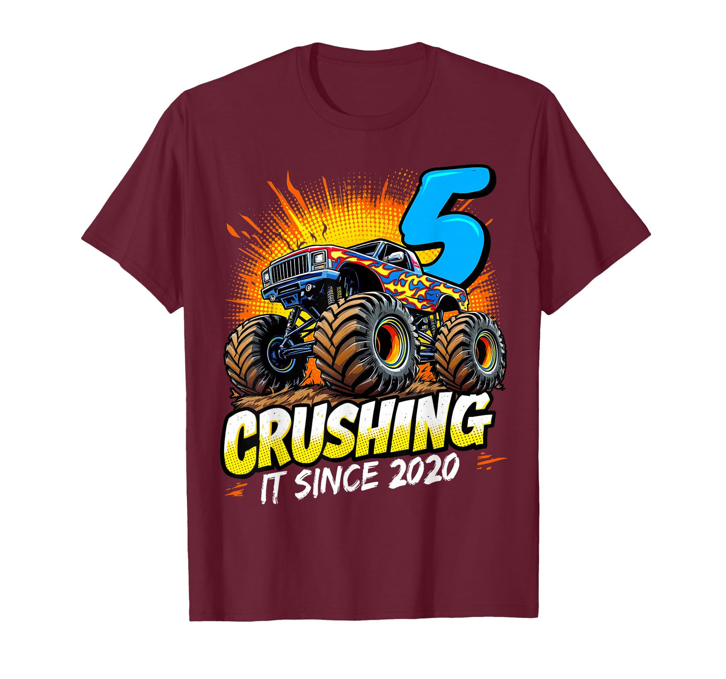 Birthday Monster Truck 5 year Old Boys 5th Party Born 2020 T-Shirt