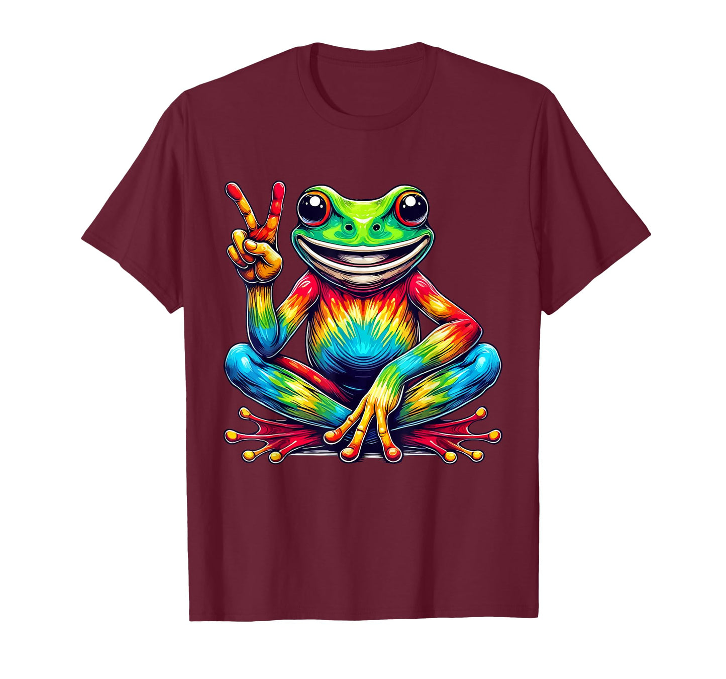 peace sign frog hippie Tie-Dye women men T-Shirt