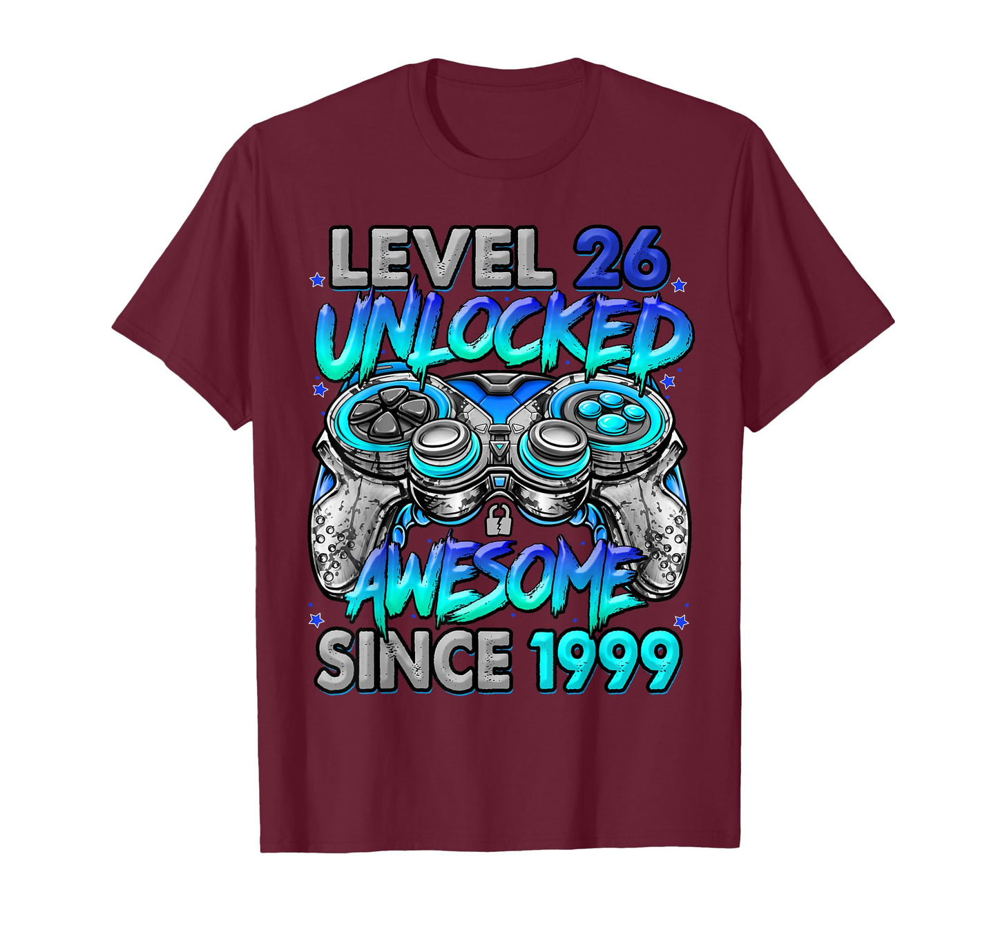 Level 26 Unlocked Awesome Since 1999 26th Birthday Gaming T-Shirt