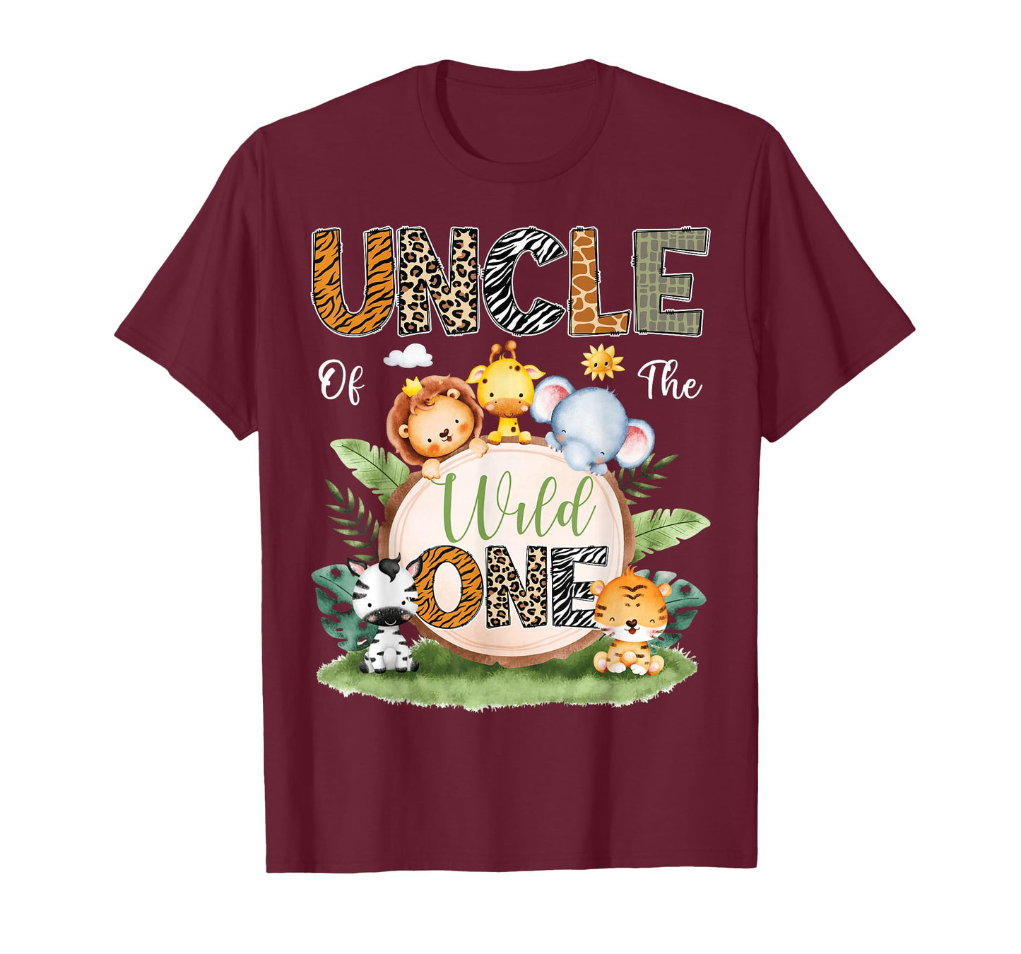 Uncle Of The Wild One 1St Birthday Kids Safari Jungle T-Shirt