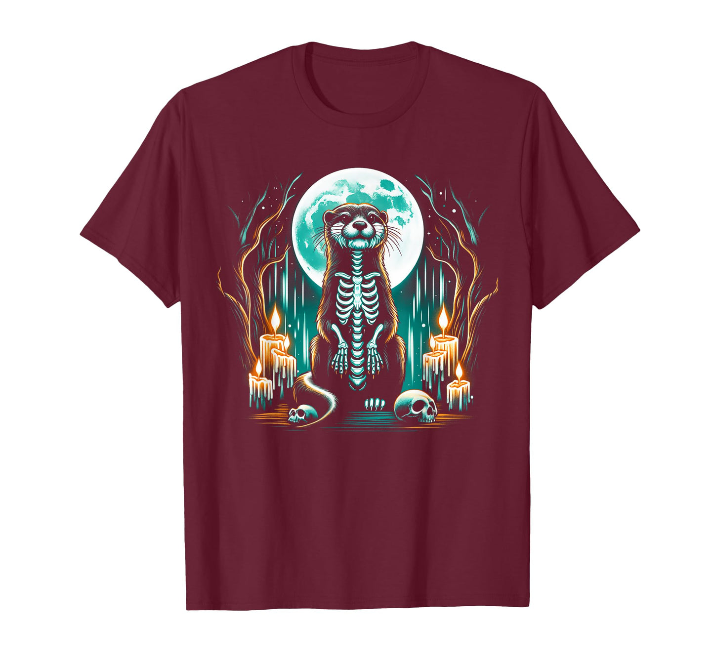 Cool Otter Skeleton Halloween Christmas Birthday T-Shirt