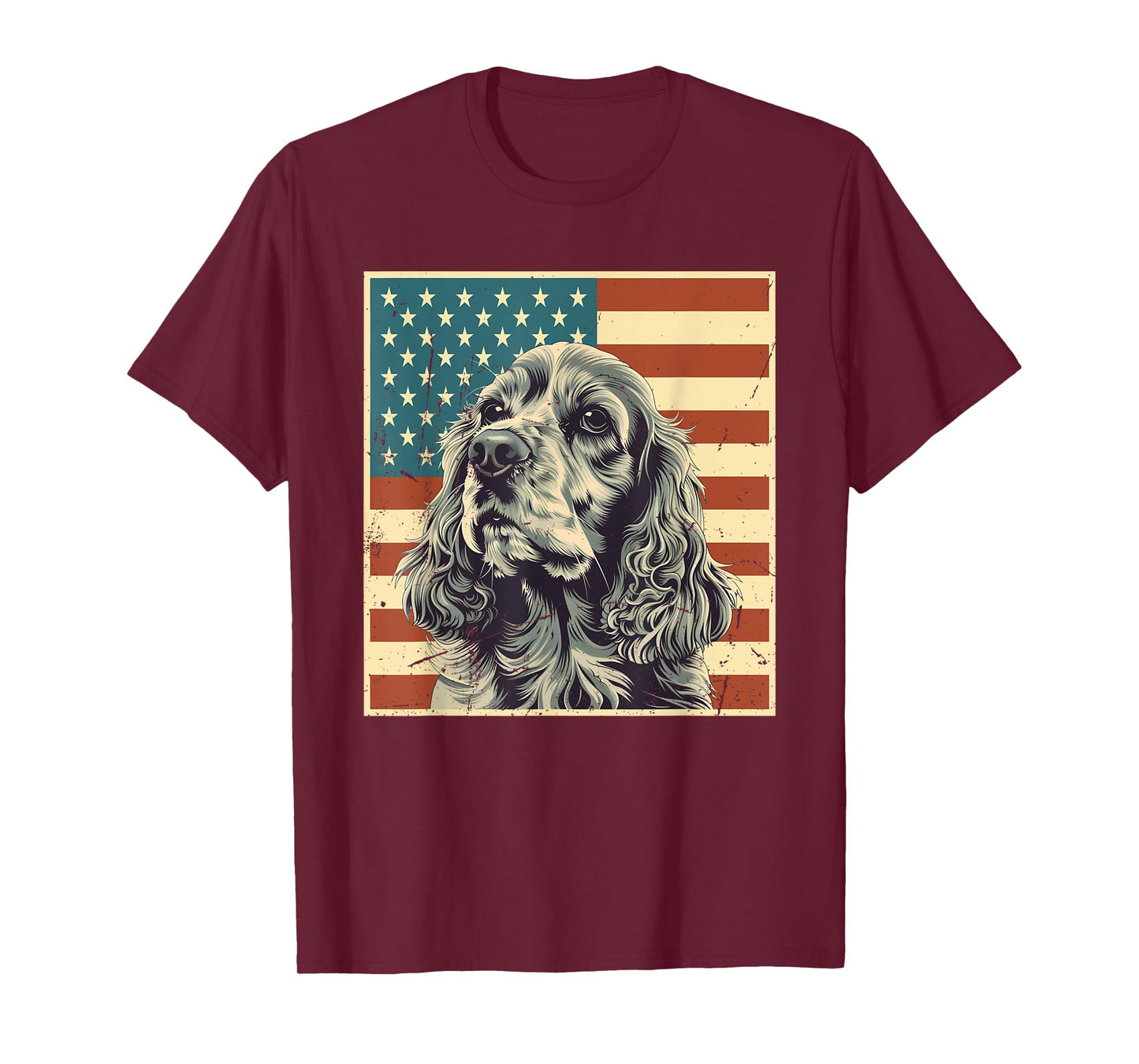Cocker Spaniel Vintage American Flag Dog Lover 4th of July T-Shirt