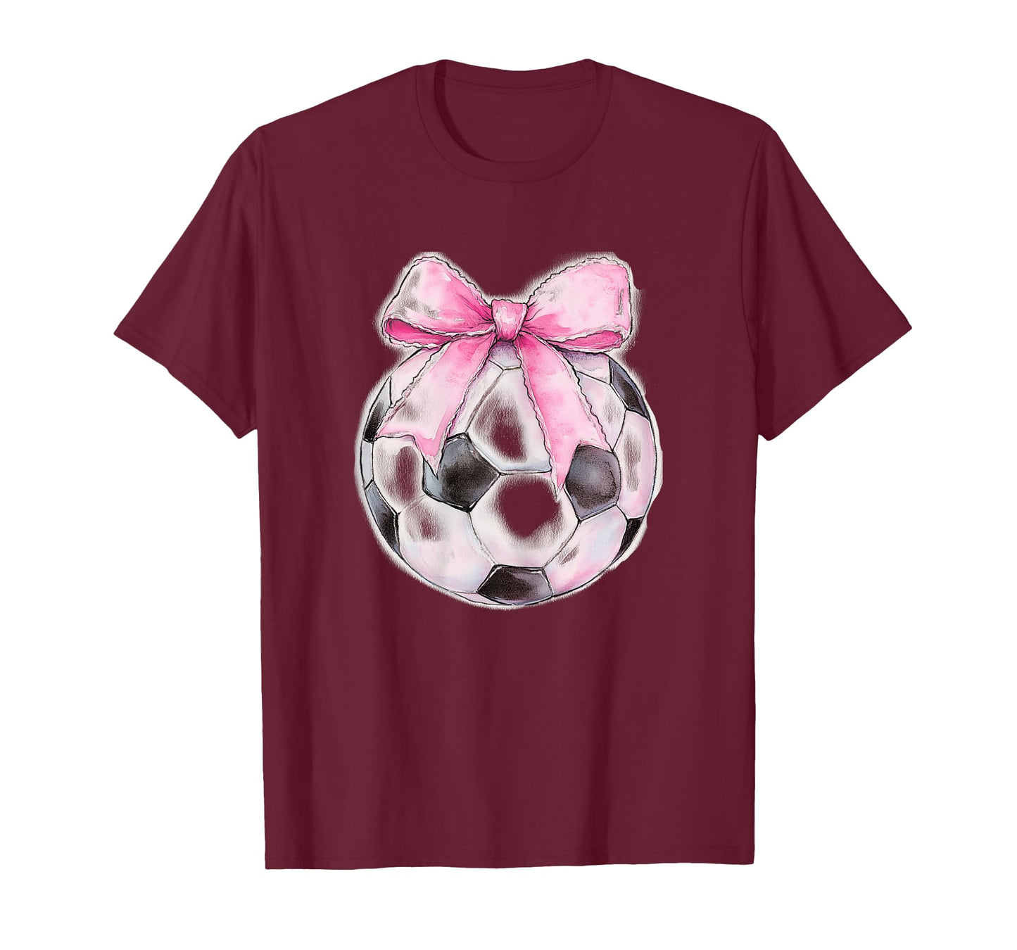 Soccer Ball Pink Coquette Bow Dainty Ribbon Girls Soccer T-Shirt