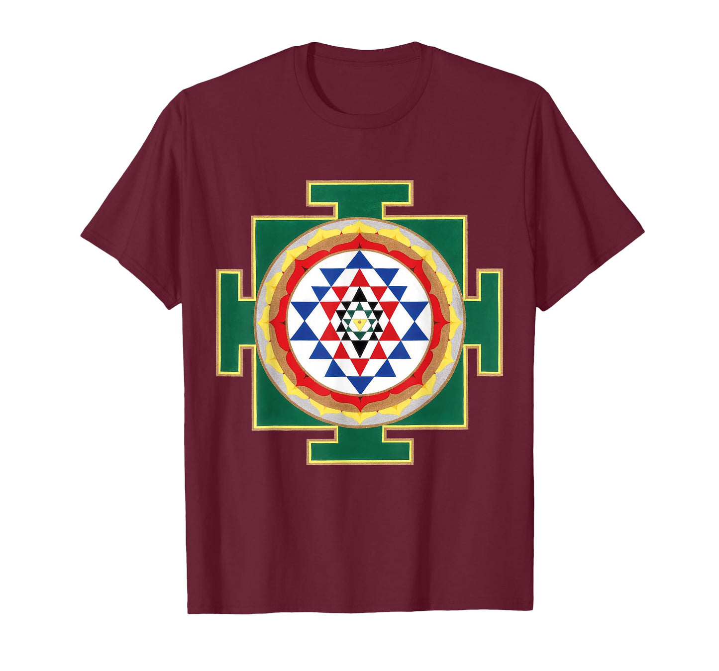 Trendzshops Positive Energy Sri Yantra T-Shirt - Unisex-Adult, Black, Small, Short Sleeve, Cotton, Polyester