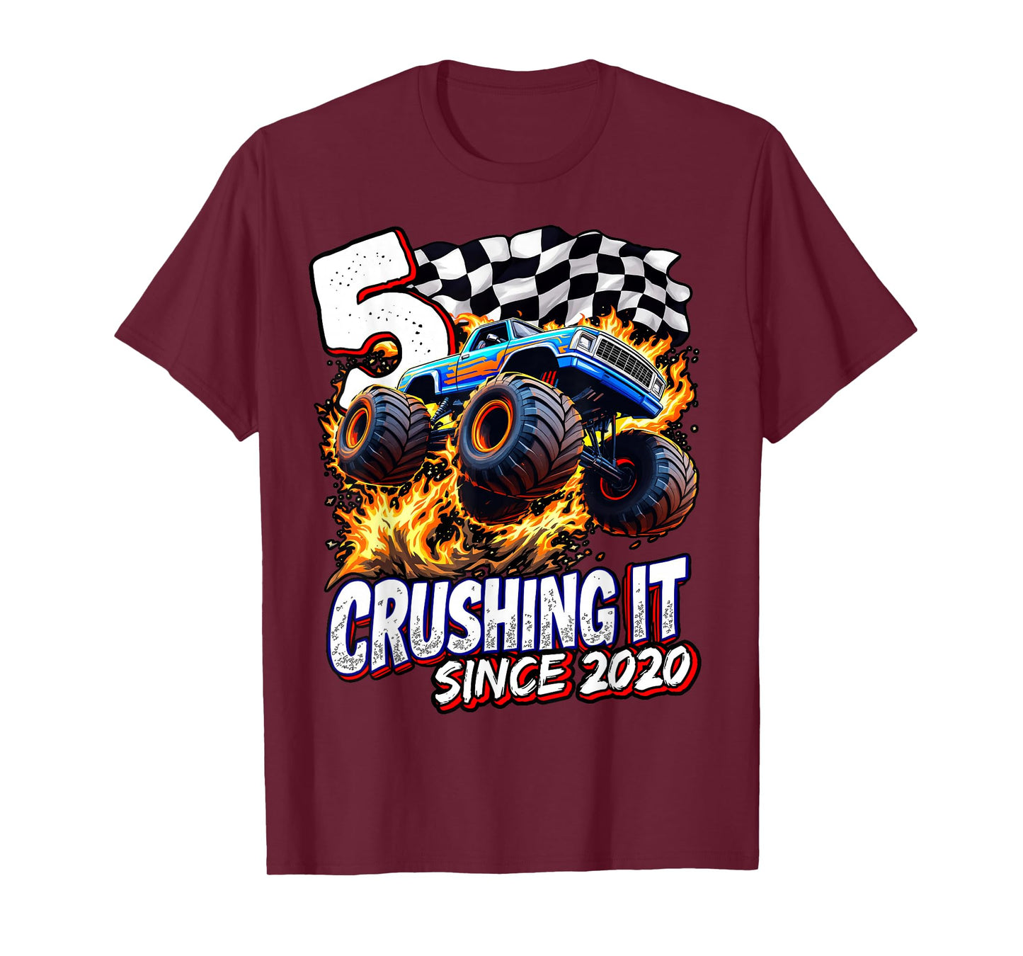 Birthday Monster Truck 5 year Old Boys 5th Party Born 2020 T-Shirt