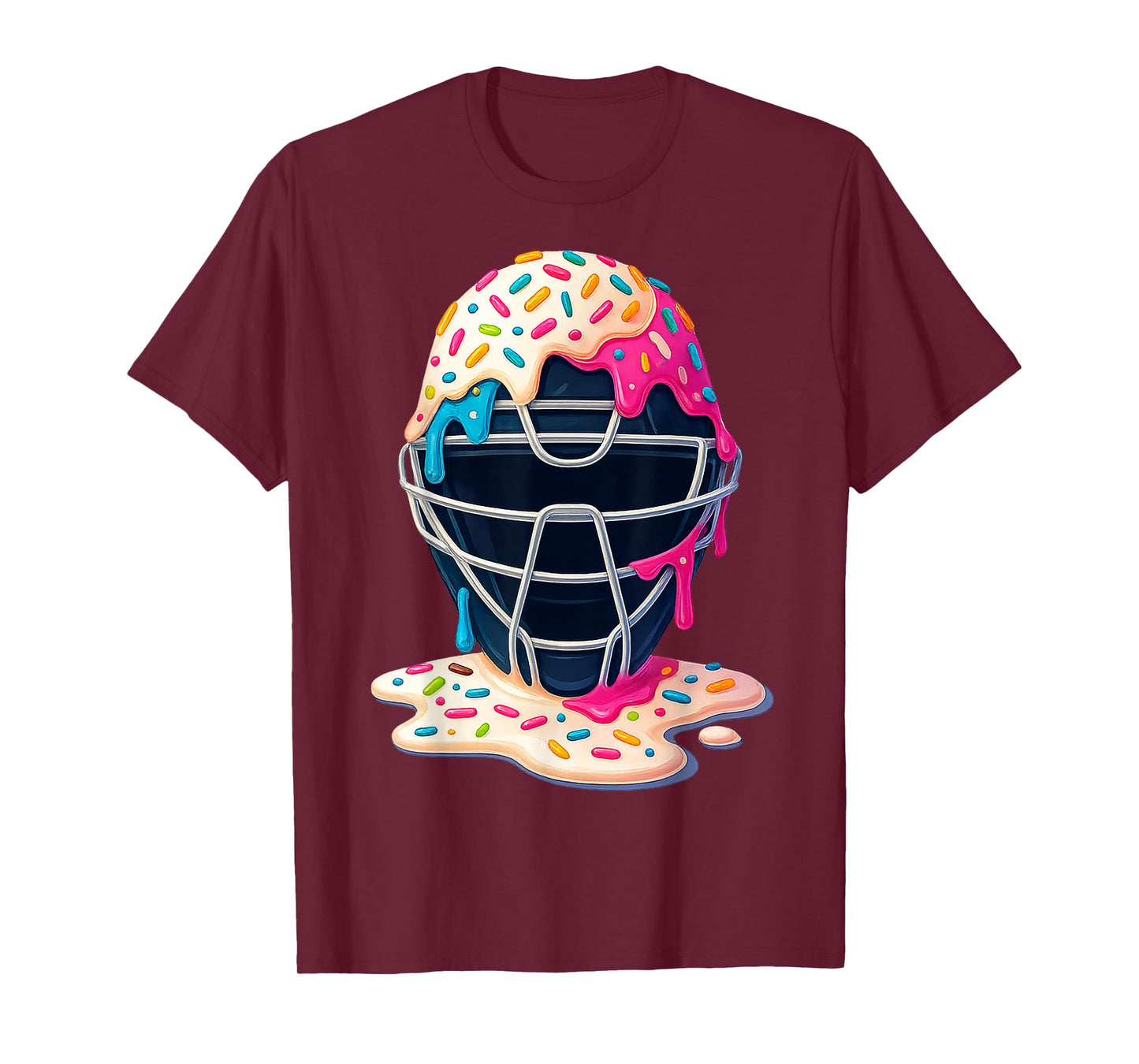 Baseball Catcher Mask Ice Cream Funny Gift Men Women Boy Kid T-Shirt