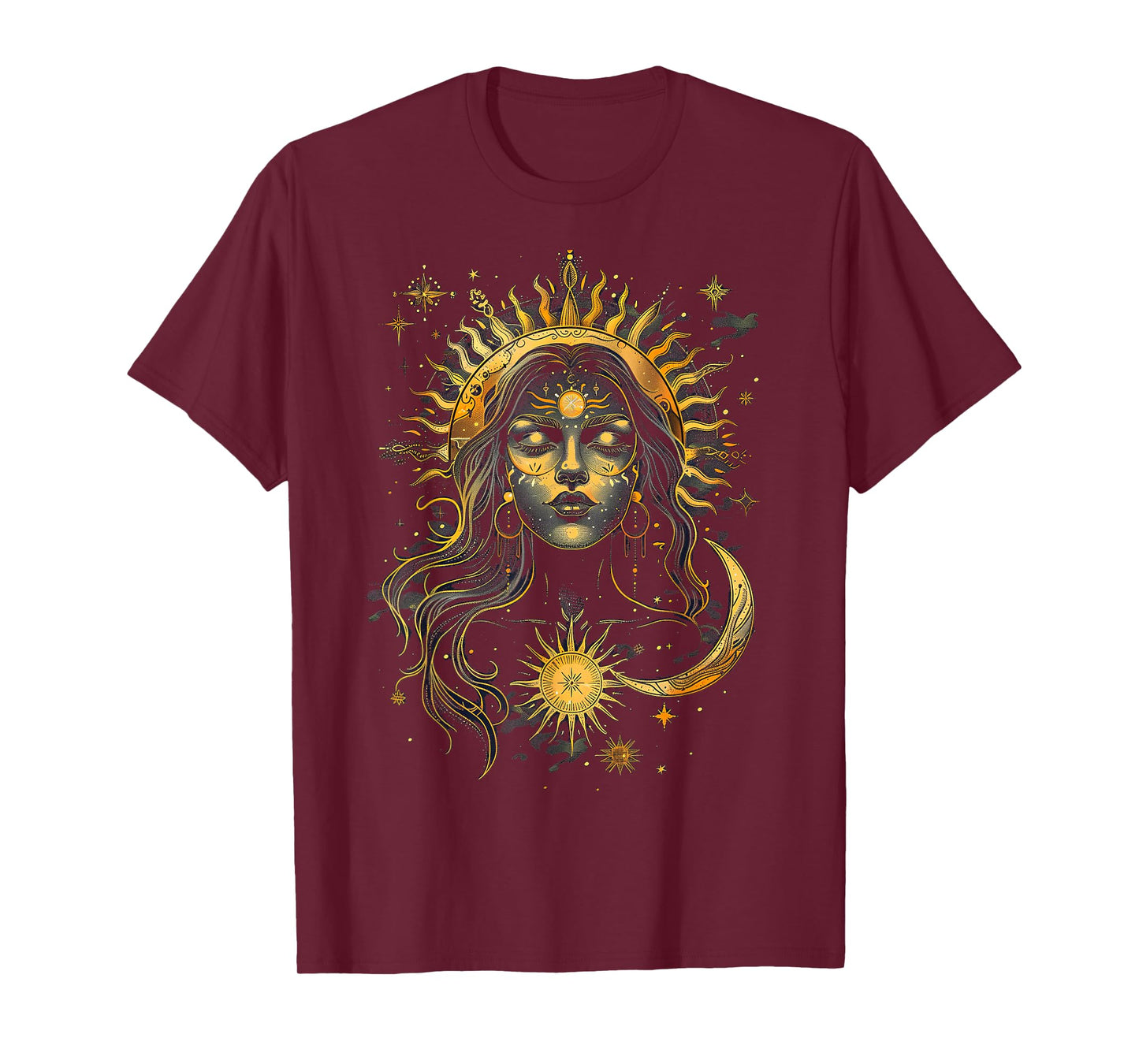 mystic sun and moon woman mystical flowers aesthetic T-Shirt