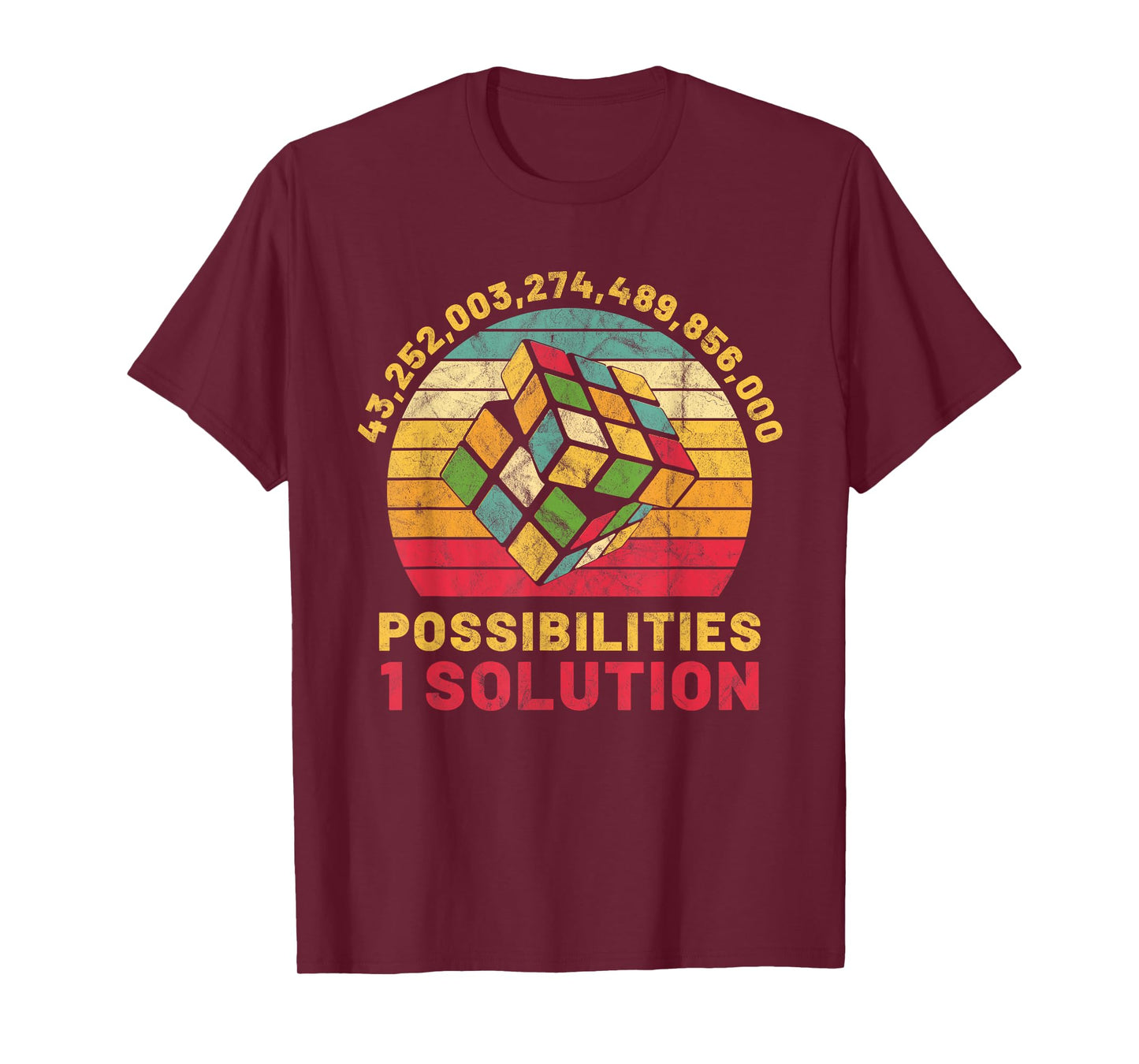 Puzzle Cube Funny One Solution Speed Cubing Retro Math T-Shirt
