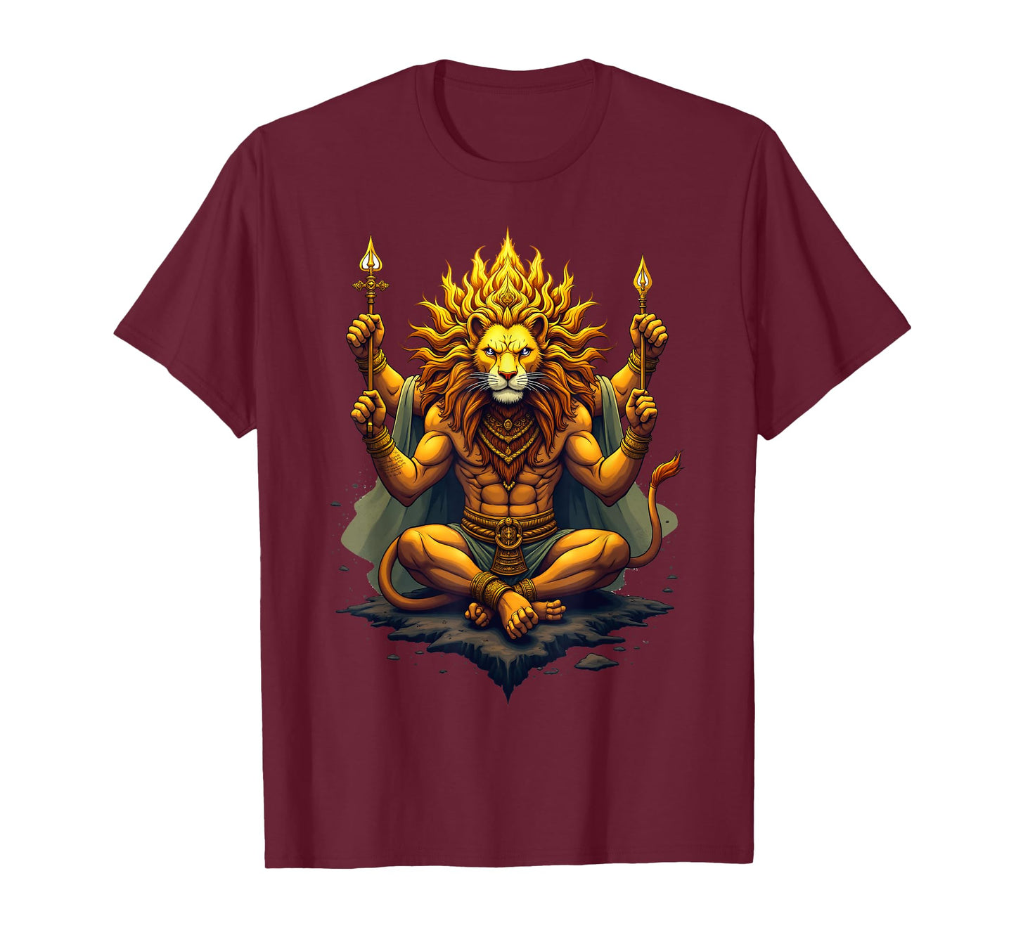 Majestätischer Narasimha Löwengott Design Göttliche Symbole T-Shirt