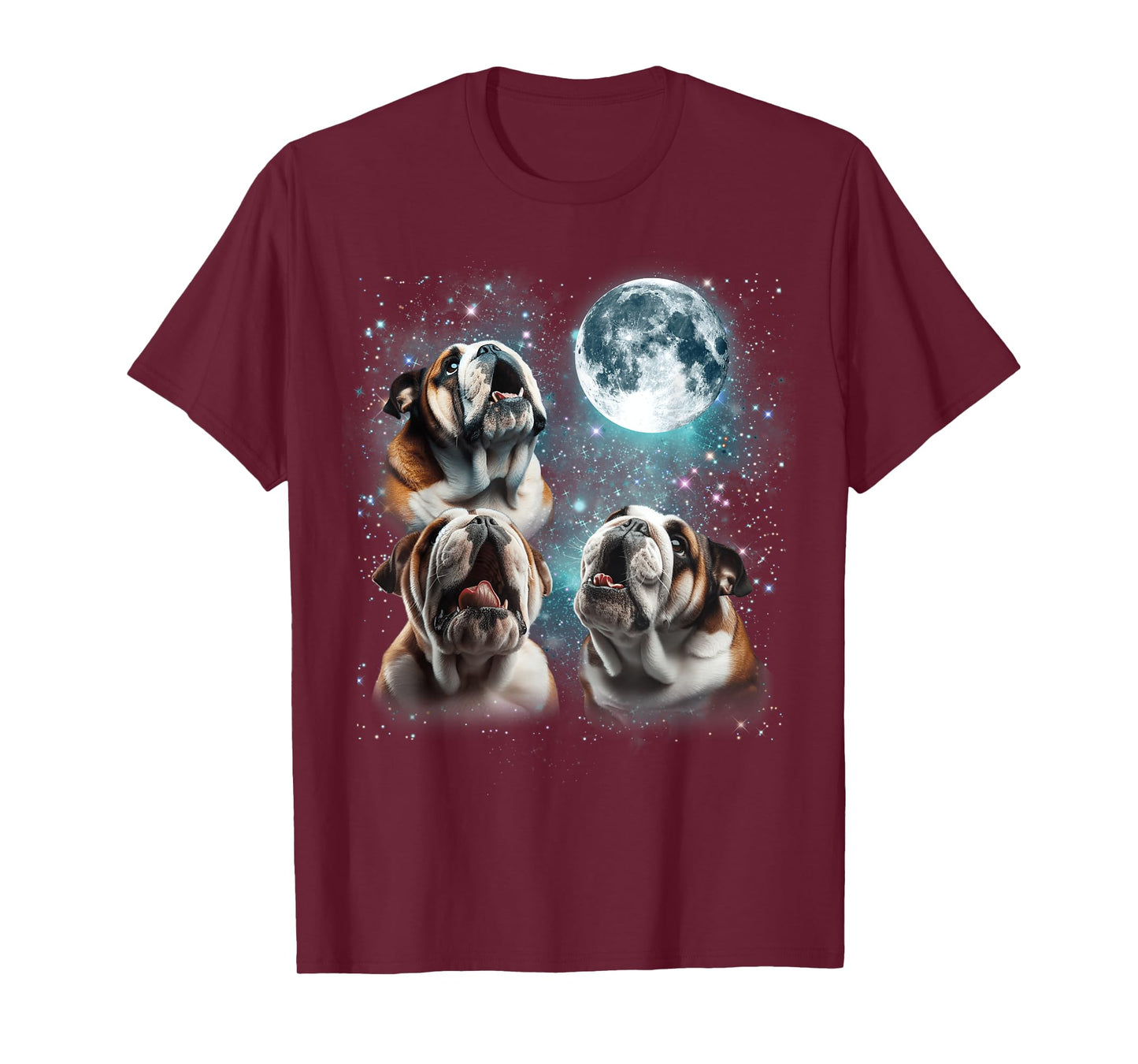 3 English Bulldog Moon Howling Funny Gifts For Men Women Kid T-Shirt