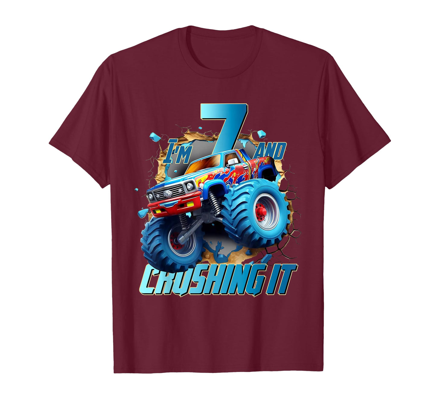 I'm Crushing it Monster Truck 7 Year Old Boys 7th Birthday T-Shirt