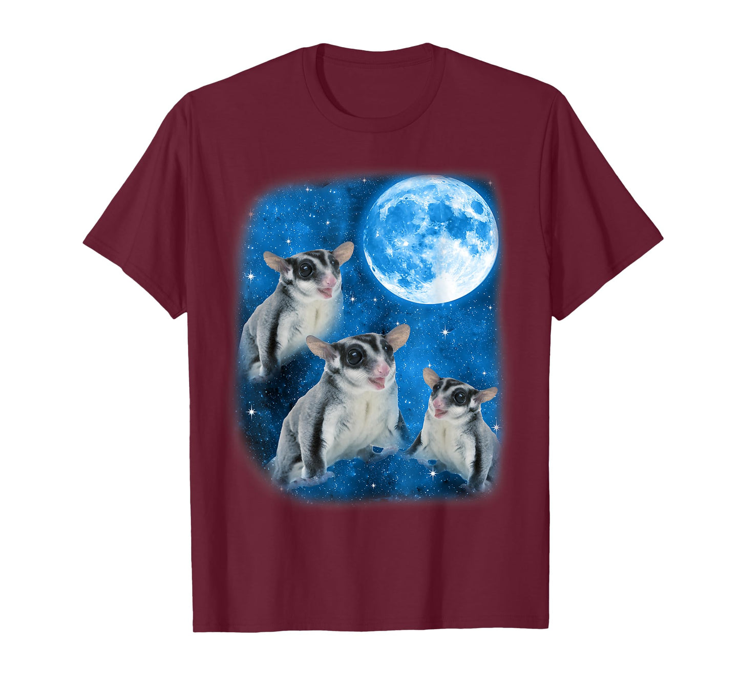 Sugar Glider Howling At The Space Full Moon Night Starry Sky T-Shirt