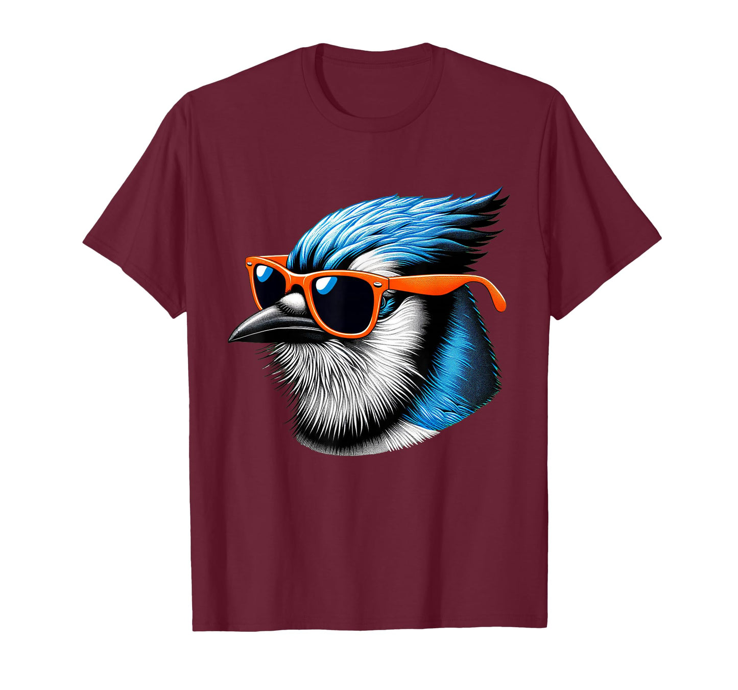 Cool Blue Jay Bird Wearing Sunglasses Graphic Art T-Shirt