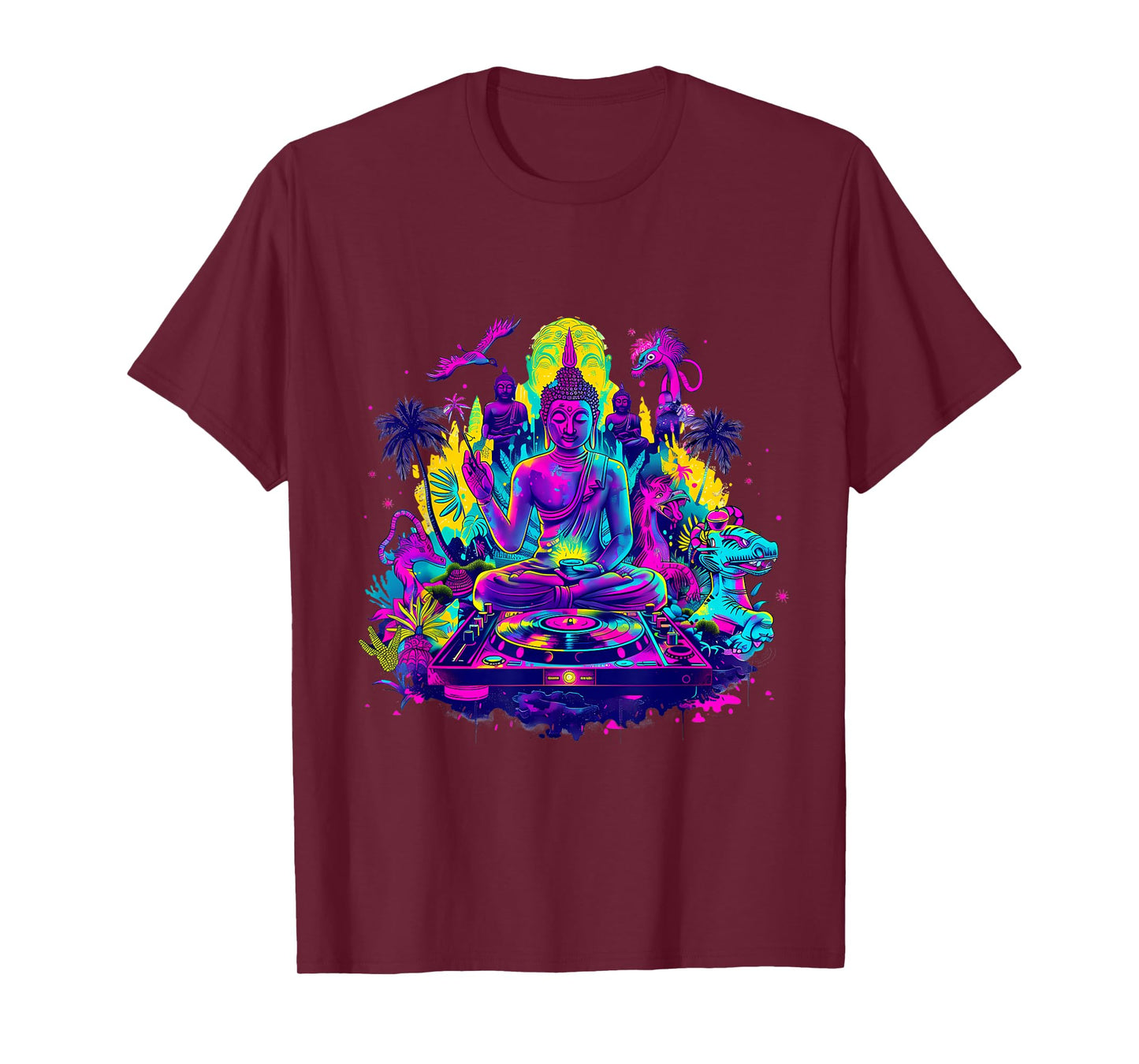 Buddha DJ Tropical Turntable DJ Buddha Dance Club Meditation T-Shirt