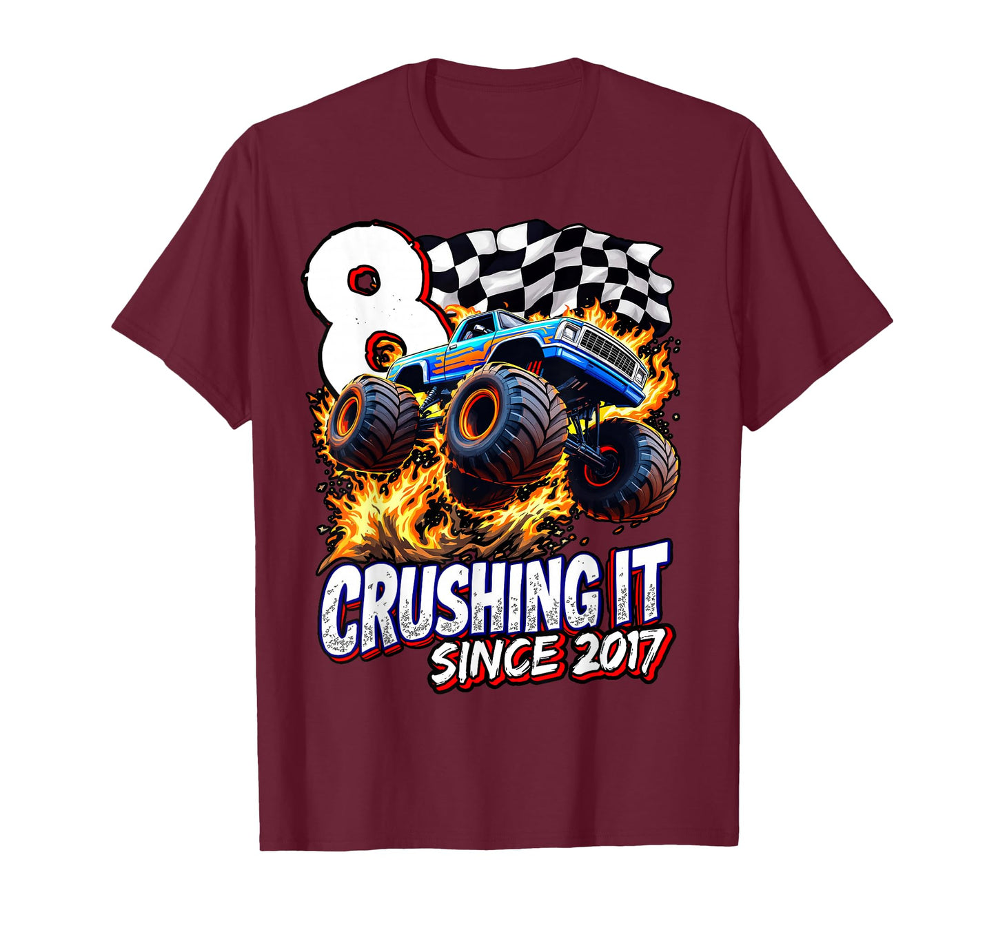 Birthday Monster Truck 8 year Old Boys 8th Party Born 2017 T-Shirt