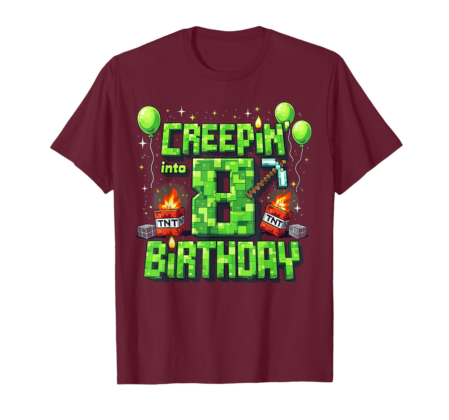 It's My 8th Birthday Boy Gamer Creepin’ Into 8 Gamer Pixel T-Shirt