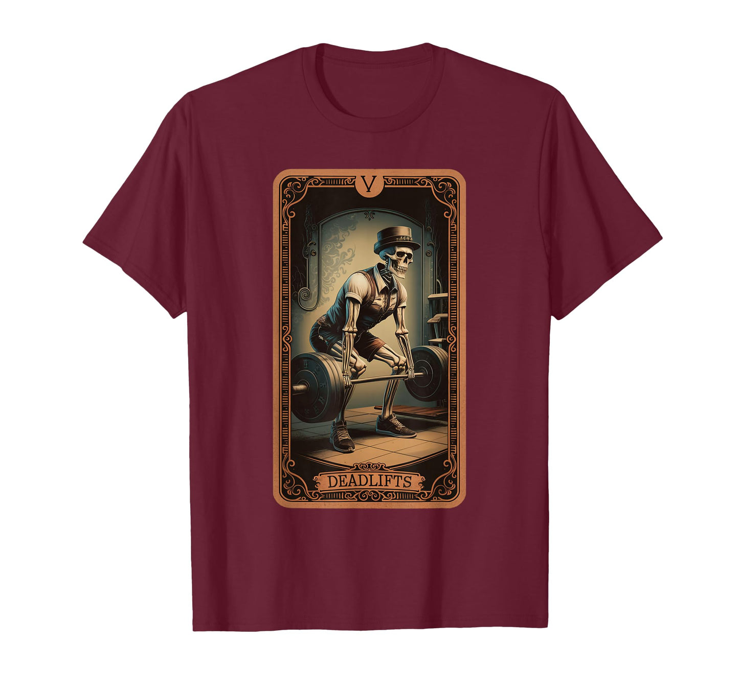 Tarot Card Skeleton Deadlifts Powerlifting Weightlifting Gym T-Shirt