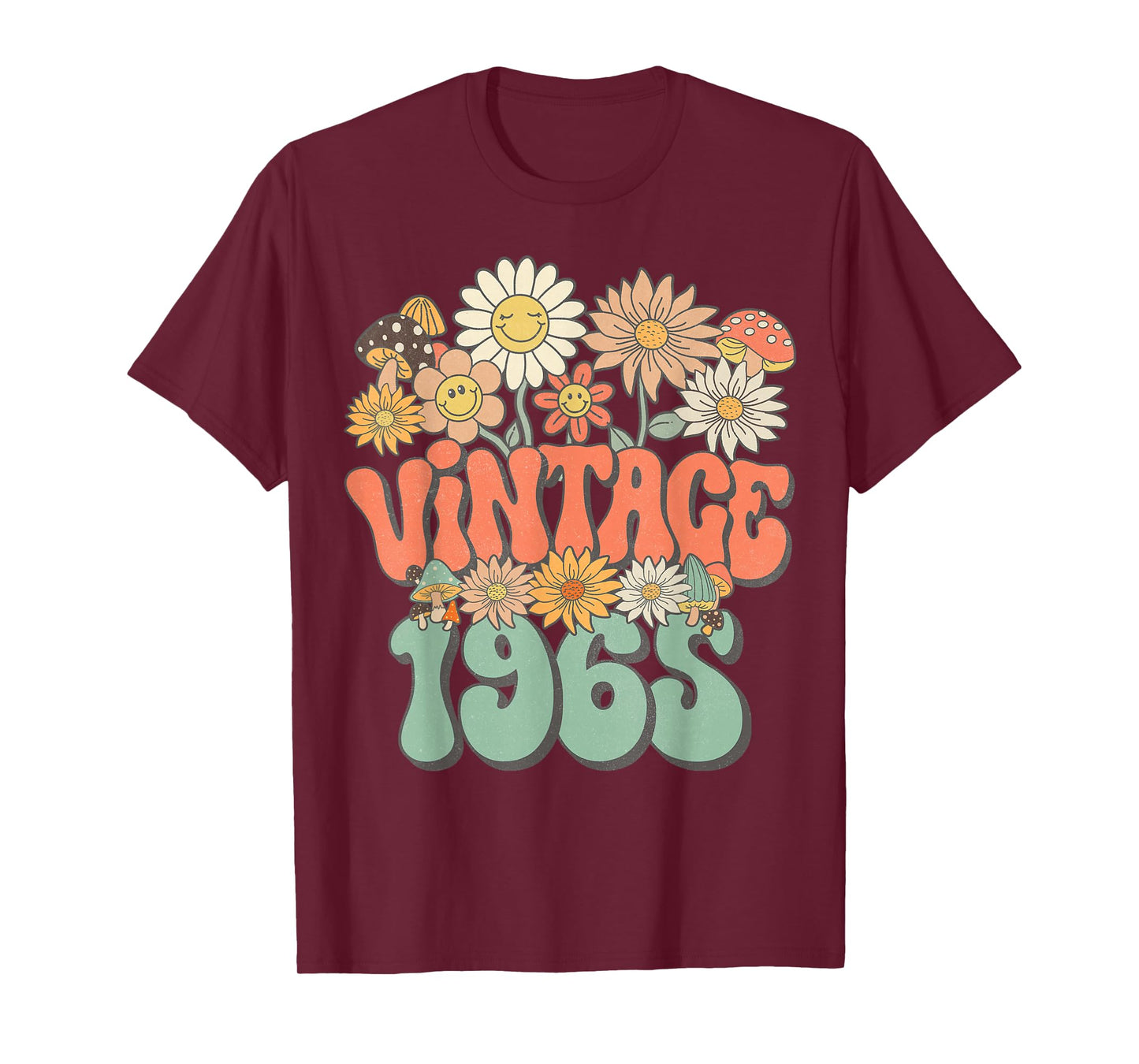 Retro Groovy Vintage 1965 Floral Hippie Daisy 60th Birthday T-Shirt