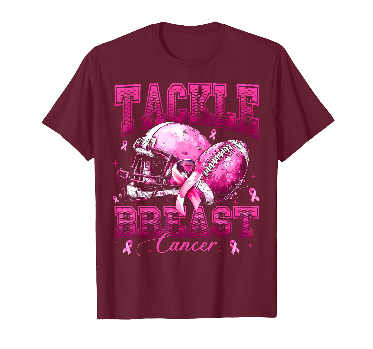 Tackle Breast Cancer Awareness American Football Girl Womens T-Shirt