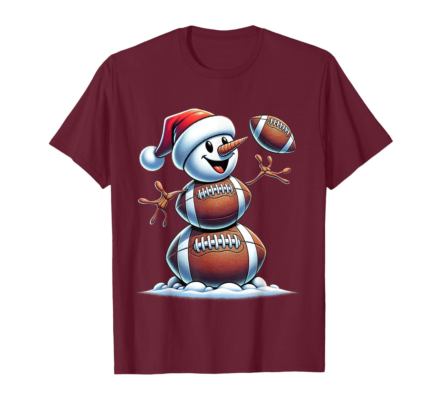 Football Snowman Christmas Cute American Football Kids Boys T-Shirt