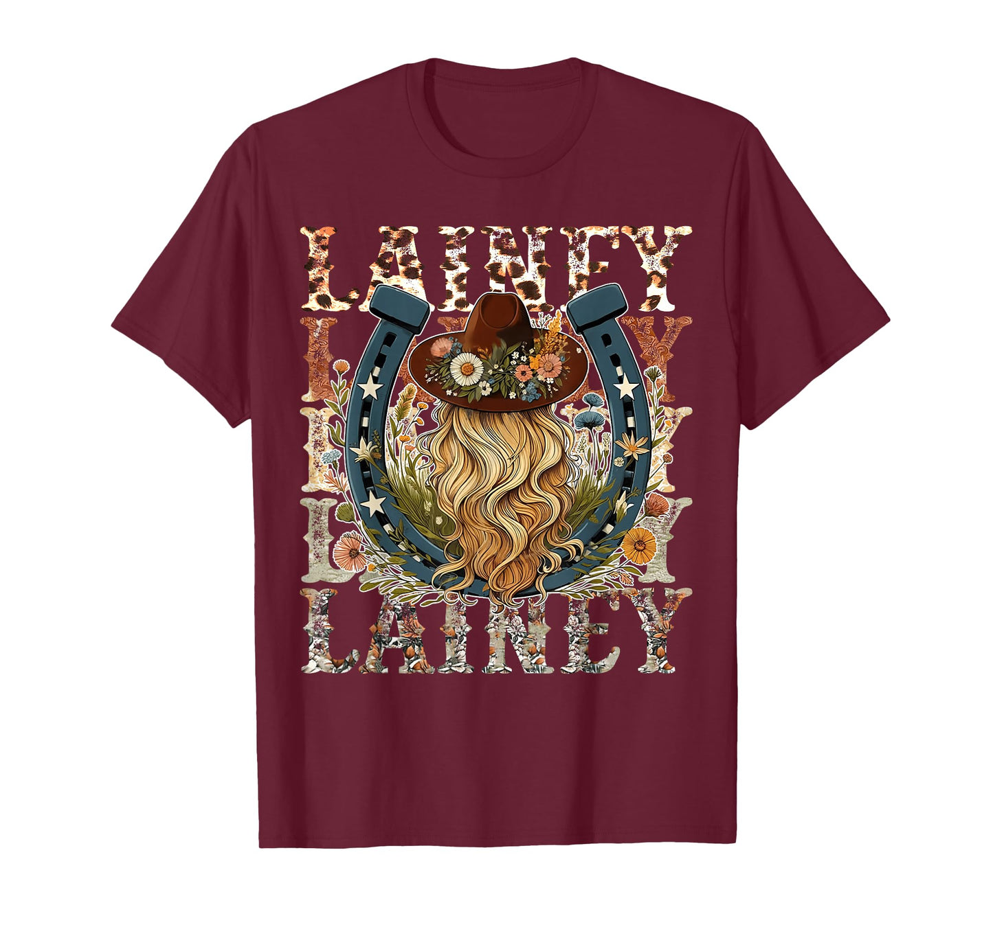 Lainey First Name Personalized Birthday Cowgirl Black Retro Unisex-Kids/Adults T-Shirt