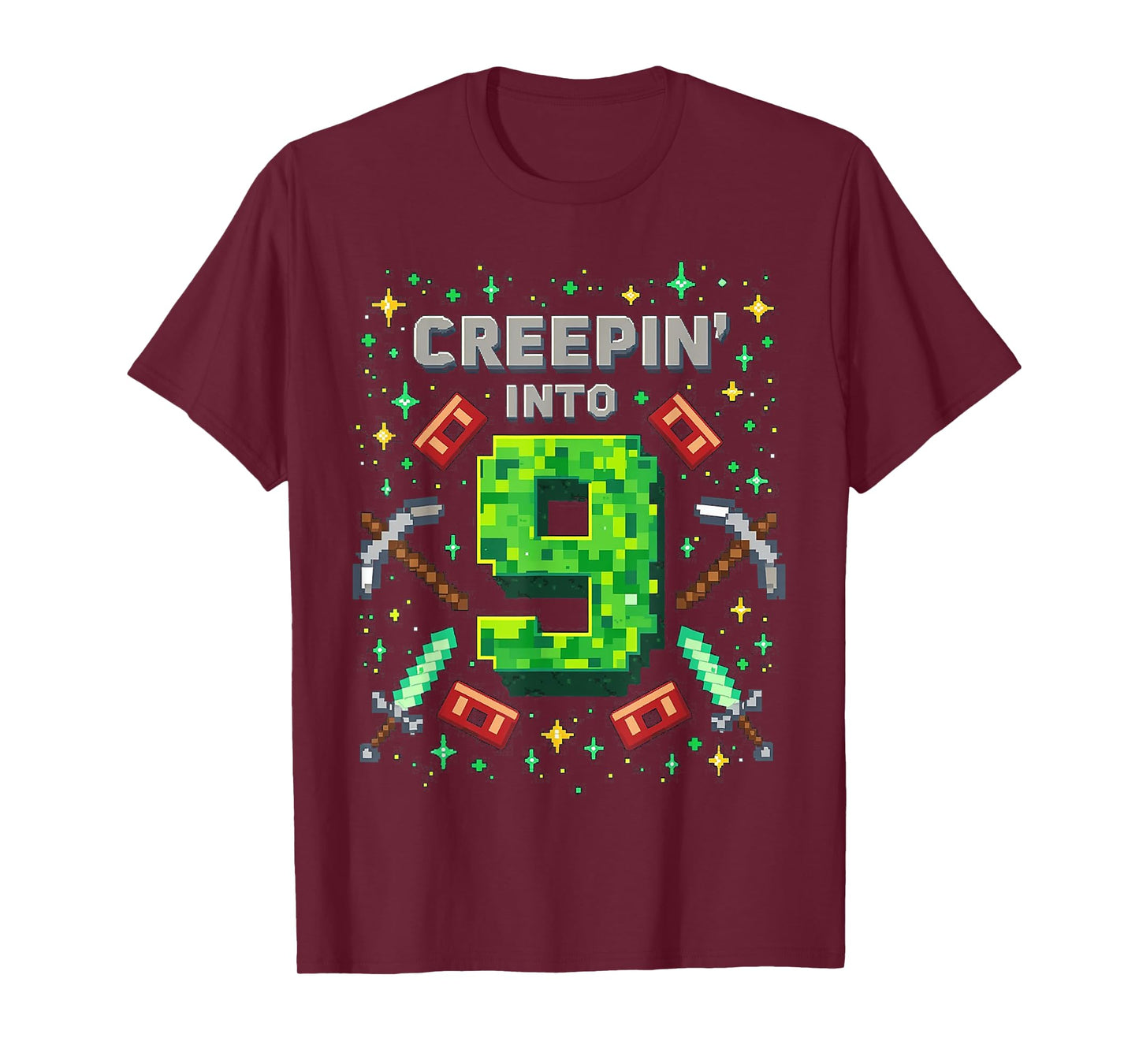 It's My 9th Birthday Boy Gamer Creepin’ Into 9 Gamer Pixel T-Shirt